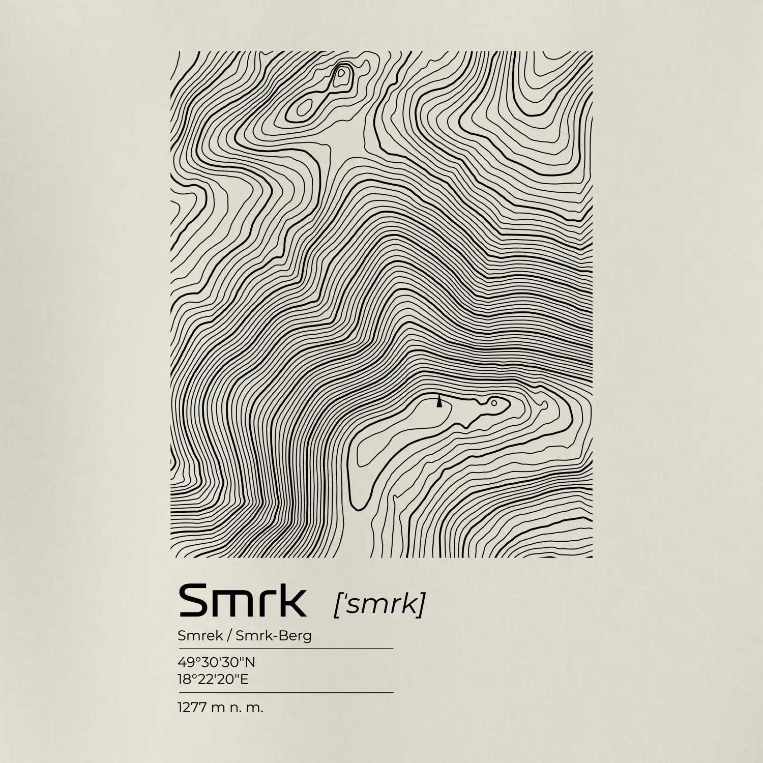 Smrk - vrstevnice v obdélníku