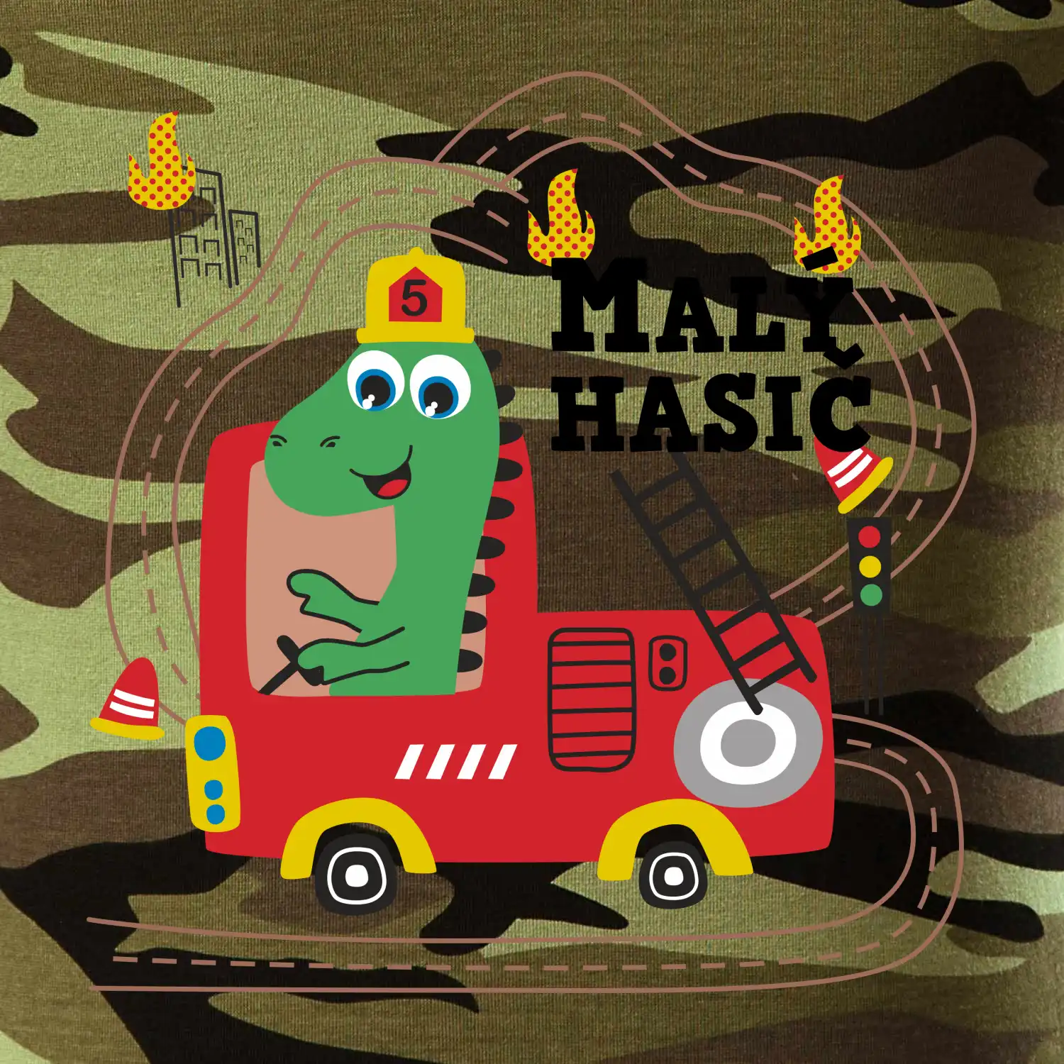 Malý hasič - auto a dinosaurus