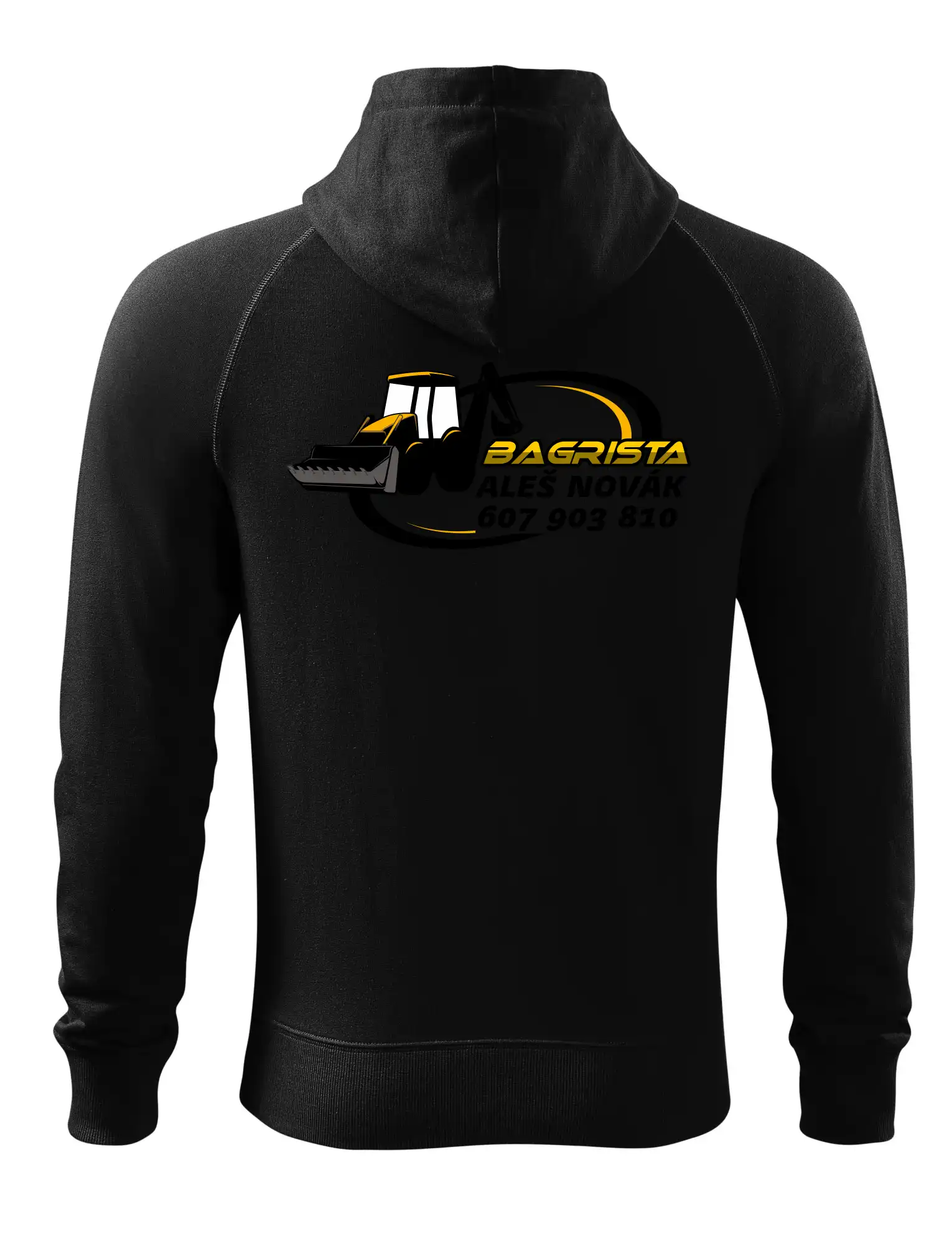 Bagrista v kruhu - vlastní nápis