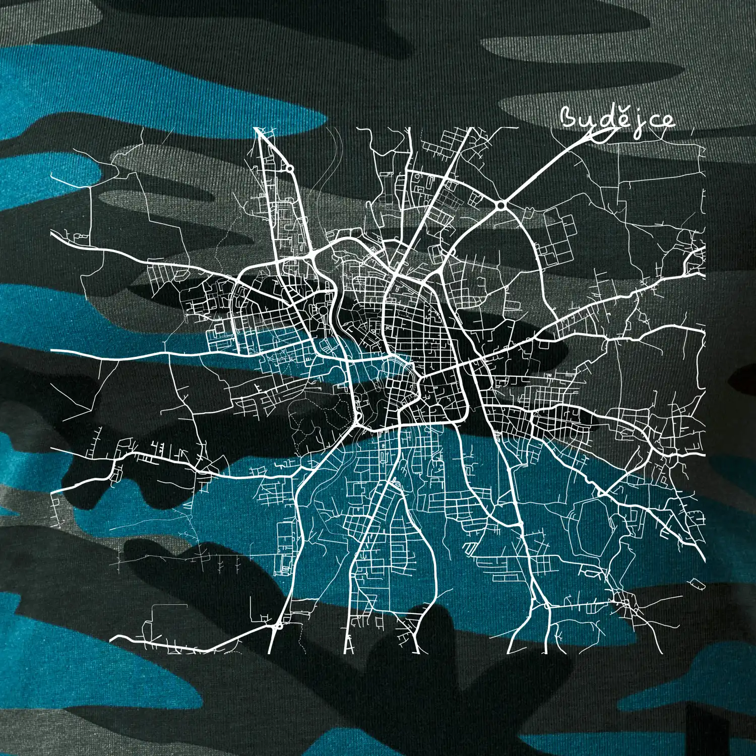 Mapy měst černobílé Budějce