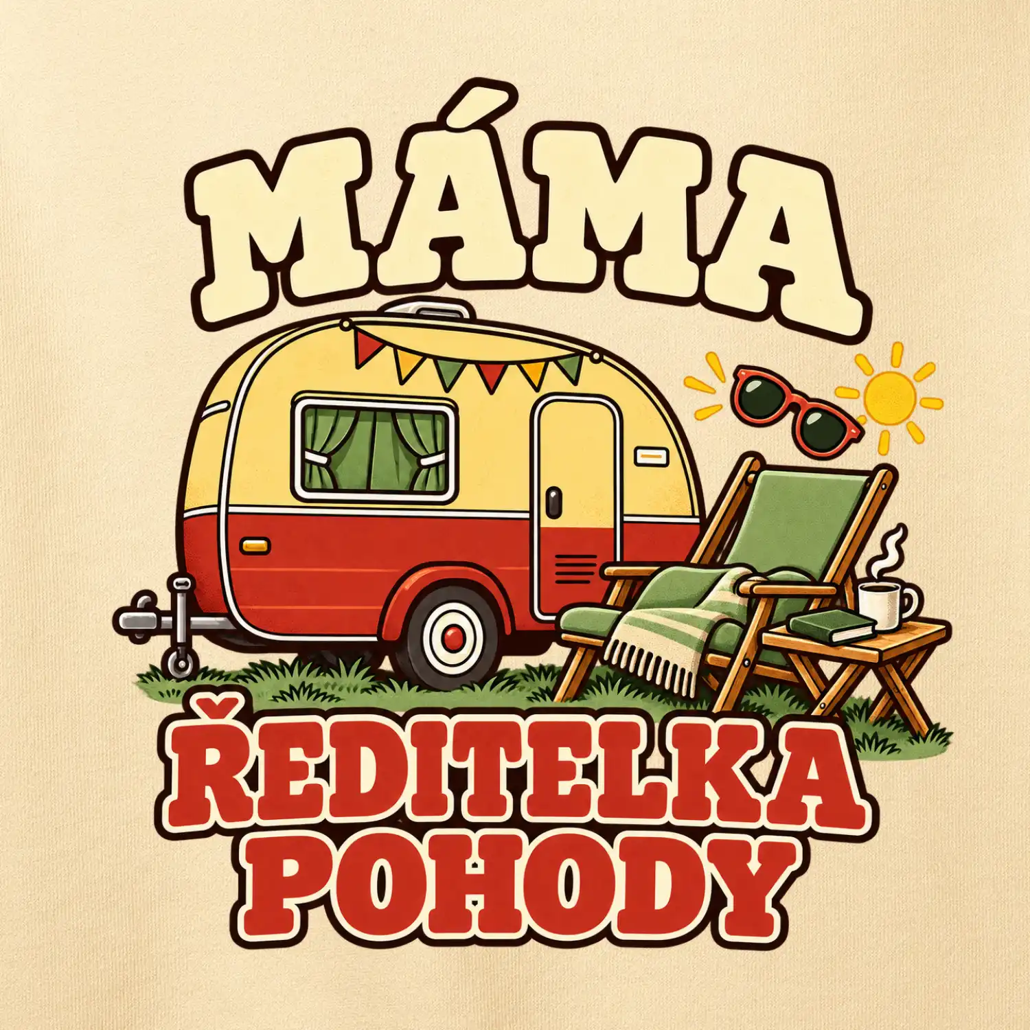 Máma ředitelka pohody rodinné kempování s karavanem