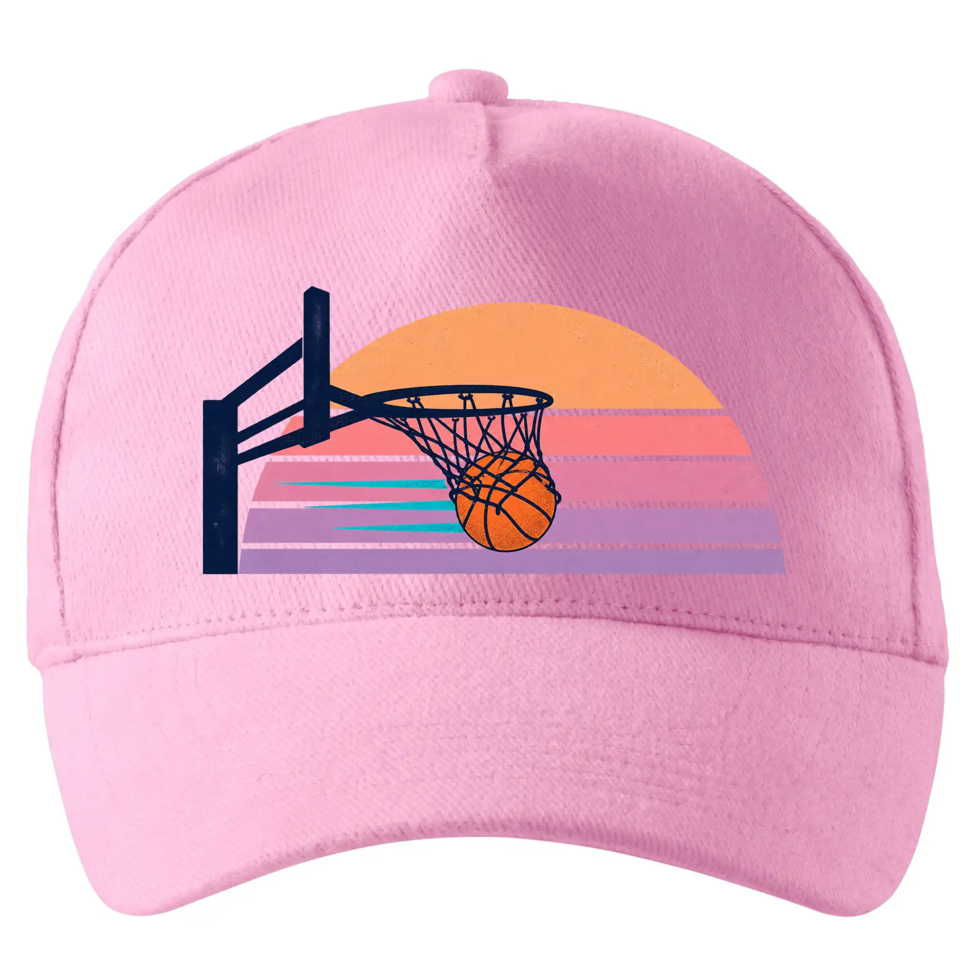 Retro západ slunce a basketbalový koš