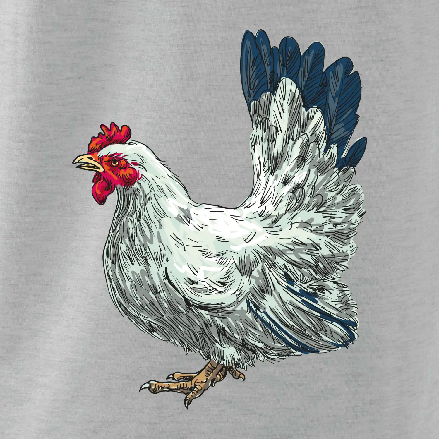 Slepice kreslená bílá