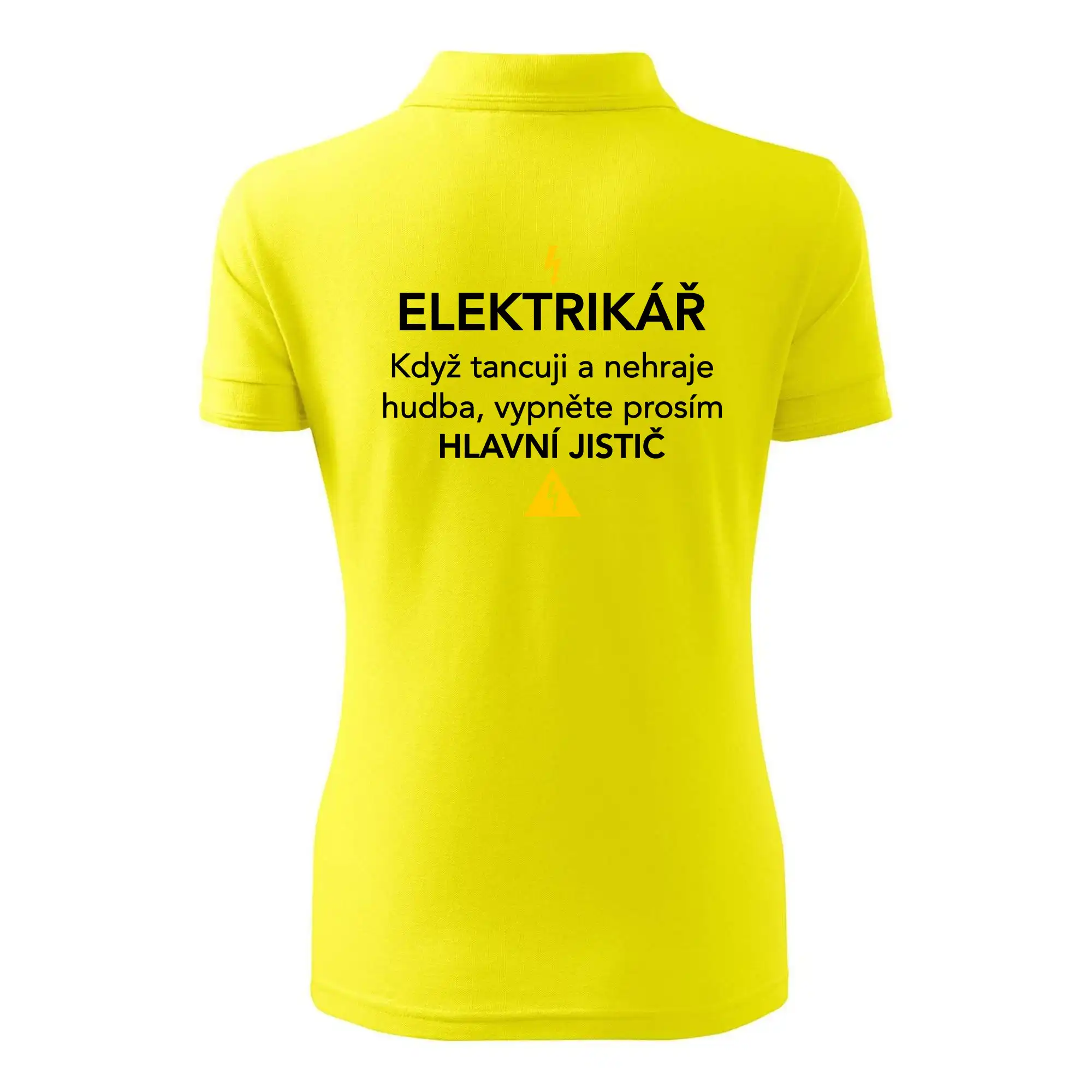 Elektrikář - hlavní jistič - Nápis na zádech