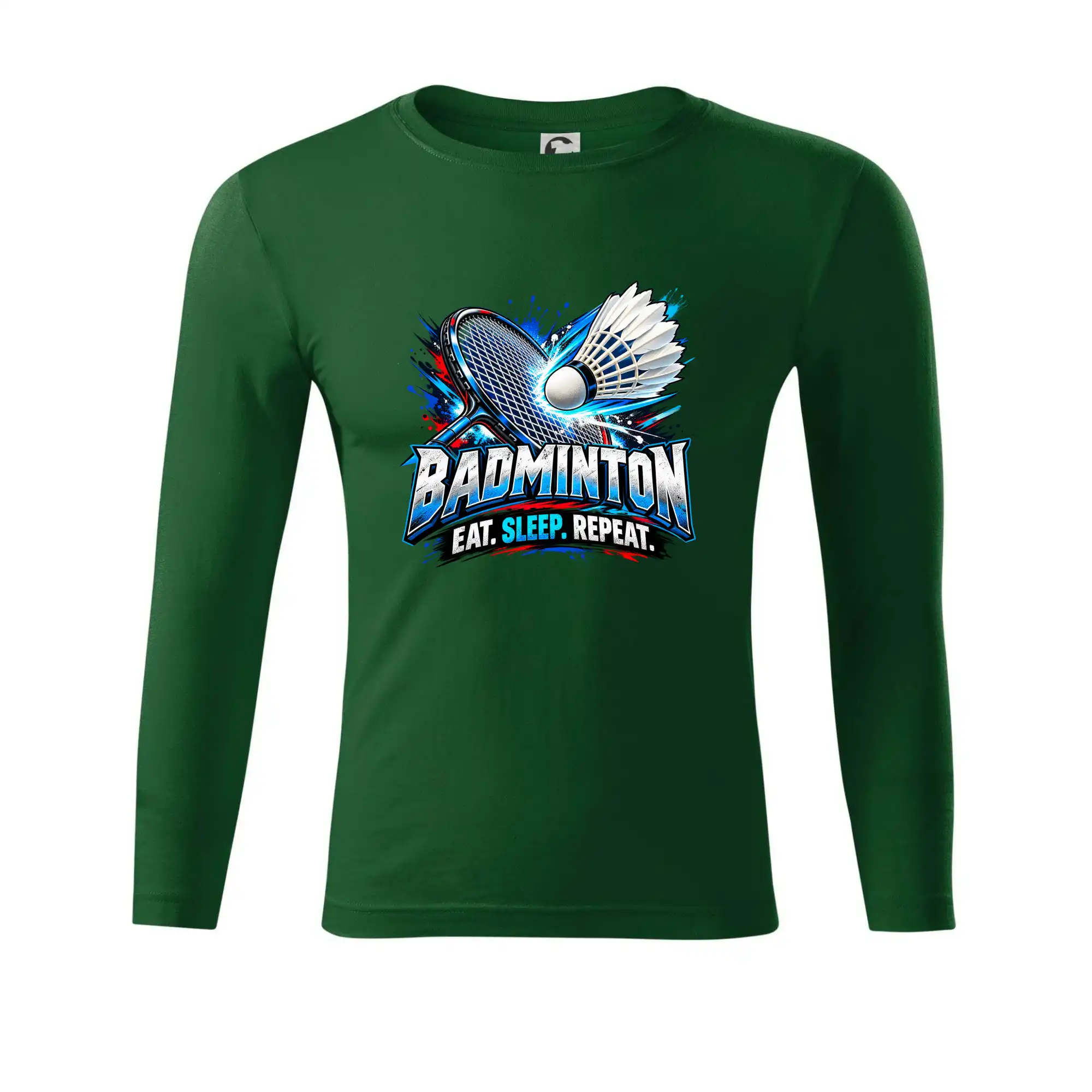 Badmintonová raketa s košíčkem eat sleep repeat