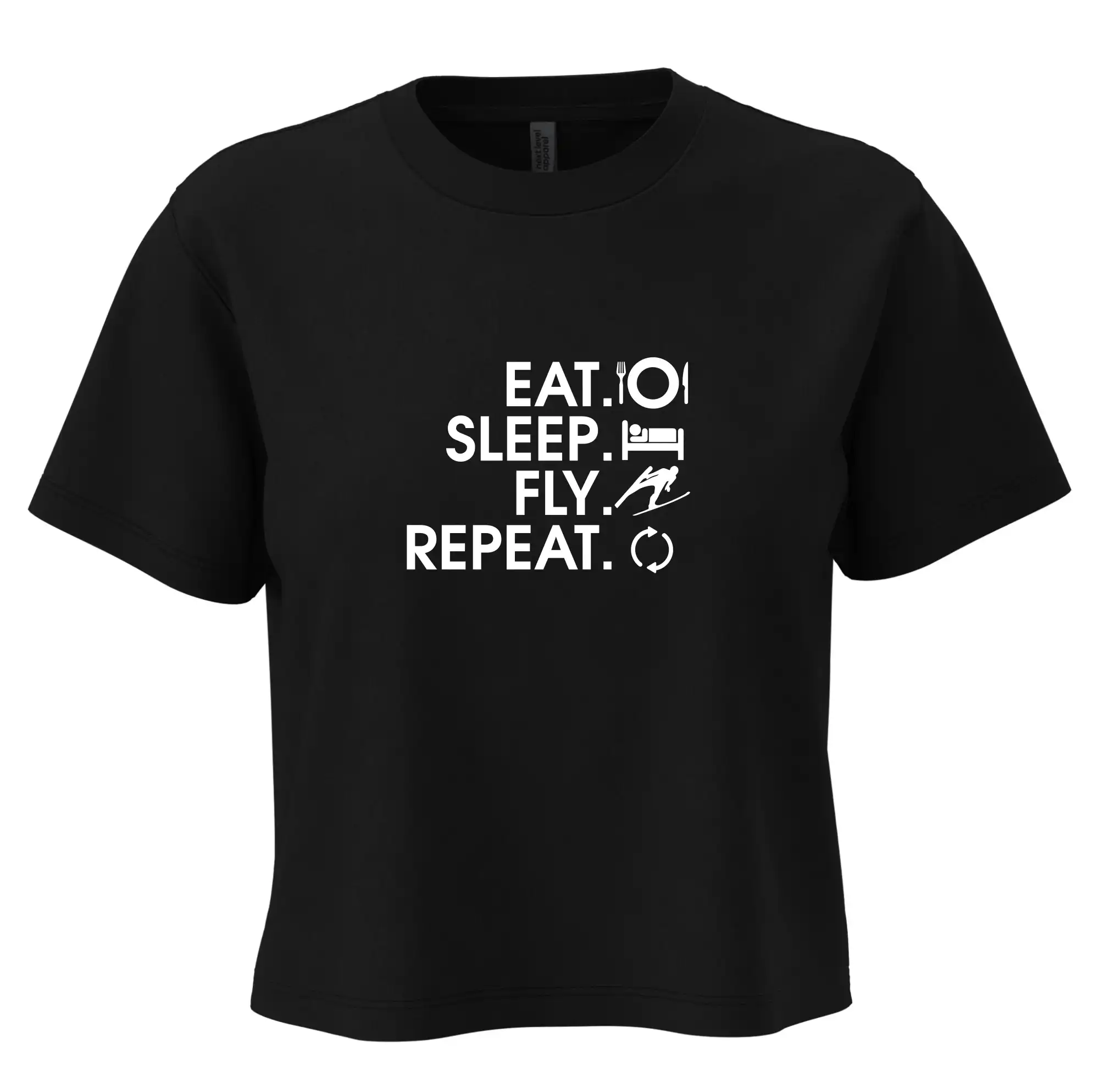 Eat sleep fly repeat - skoky na lyžích