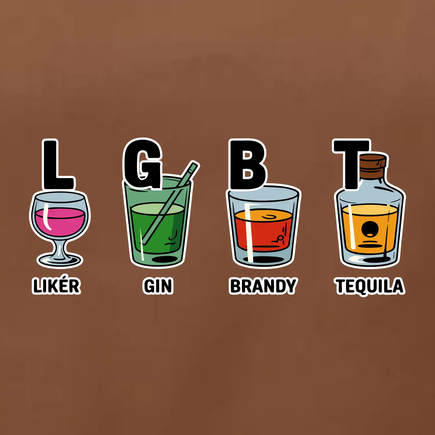LGBT -  Likér, Gin, Brandy, Tequila