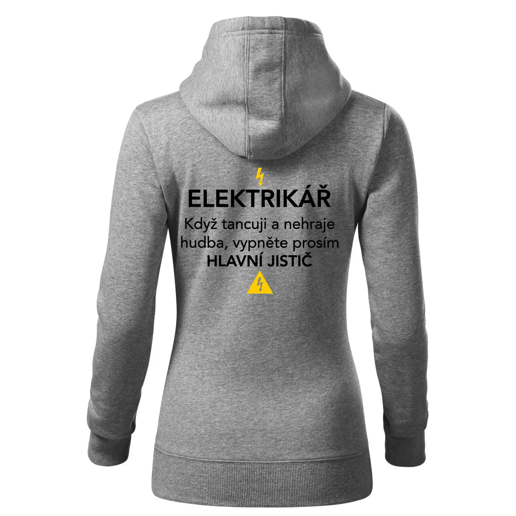 Elektrikář - hlavní jistič - Nápis na zádech