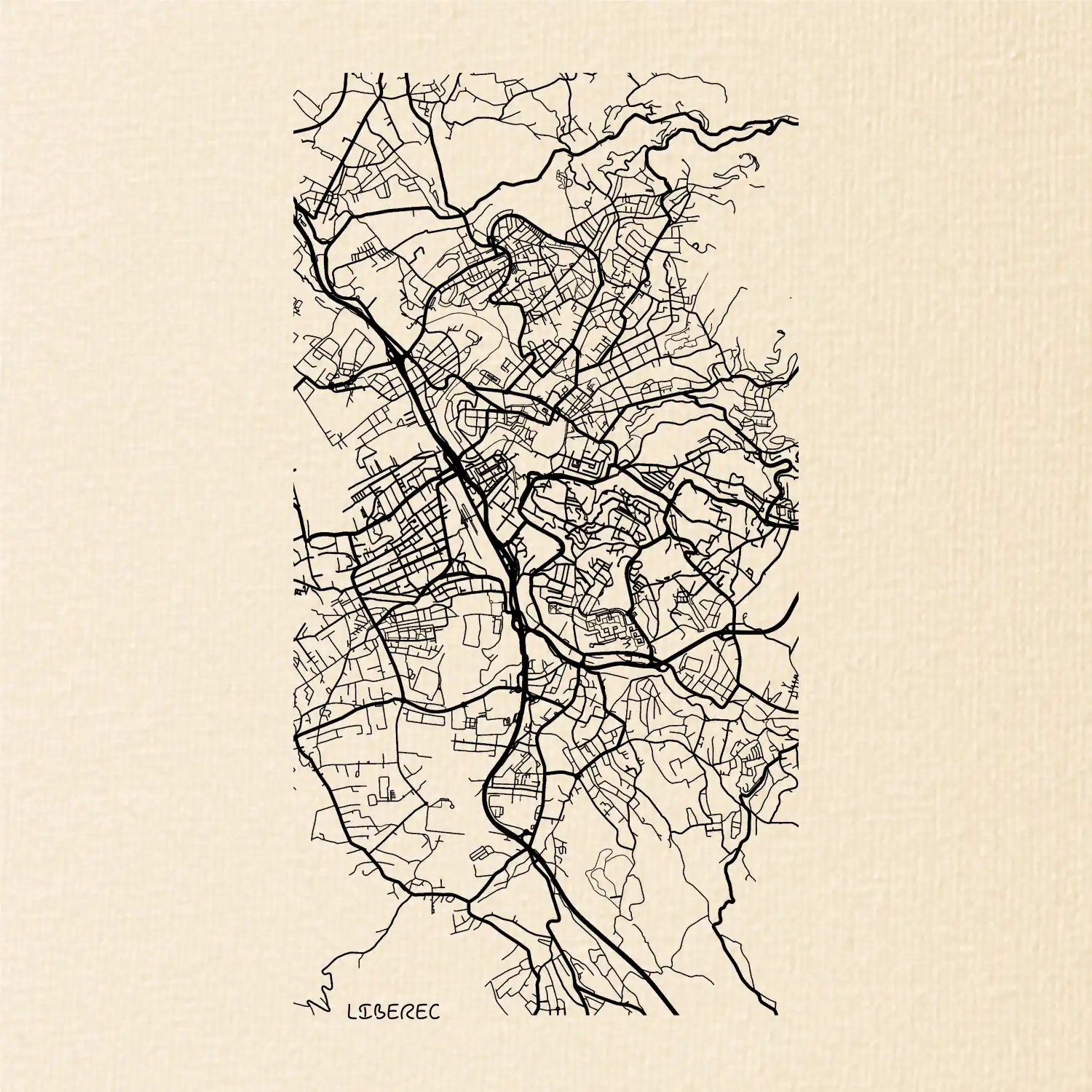 Mapy měst černobílé  Liberec