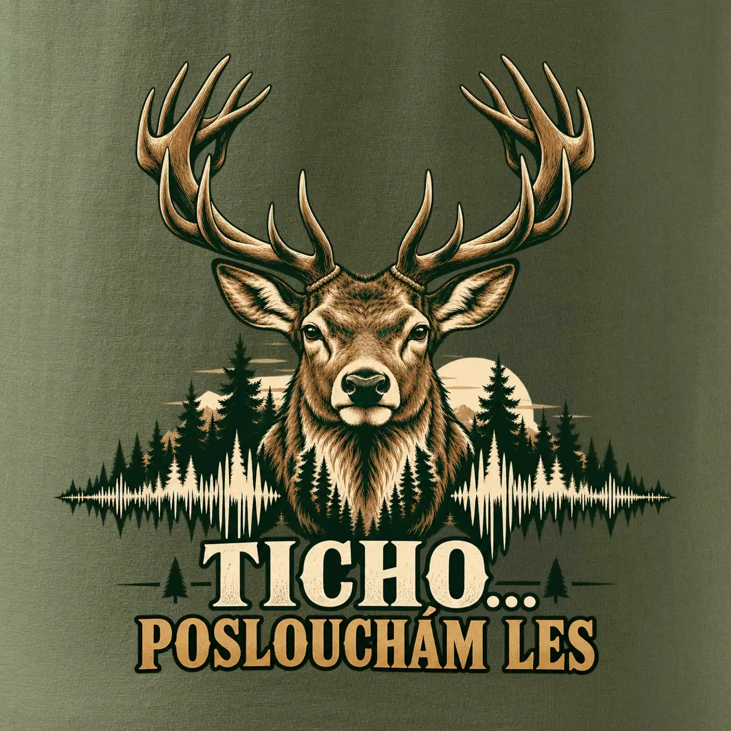 Ticho poslouchám les jelen zvuková křivka