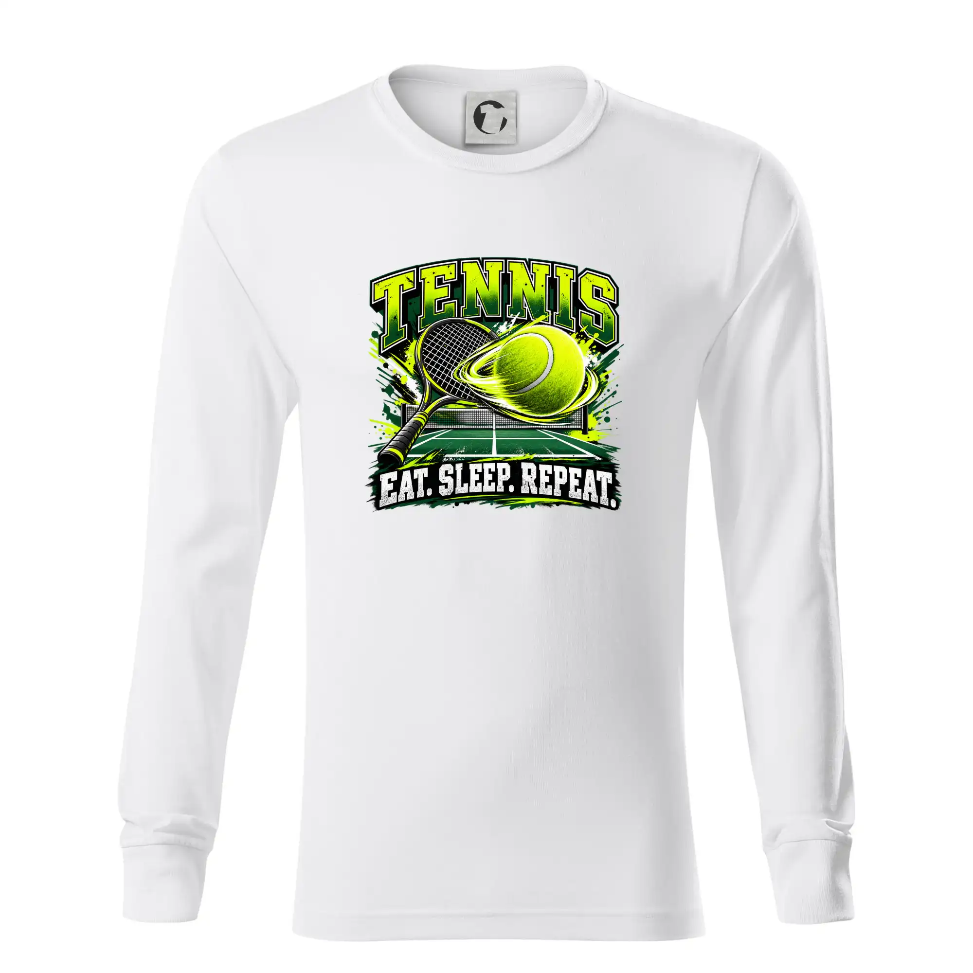 Tenisová raketa a míček eat sleep repeat