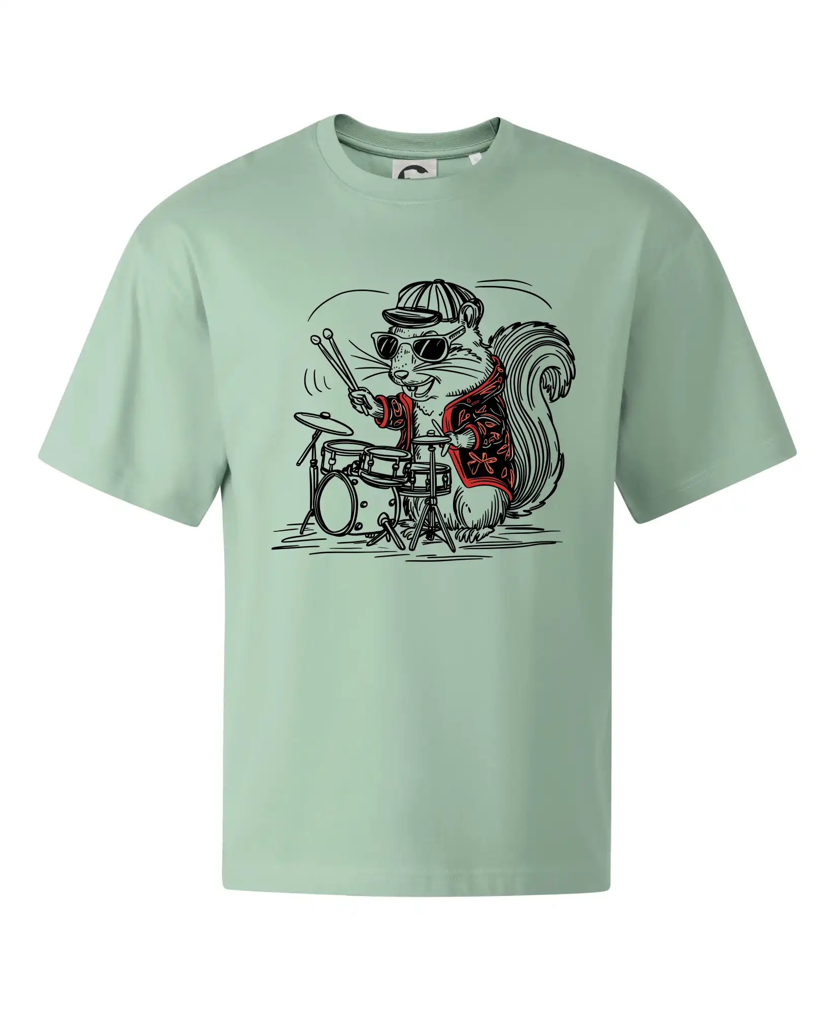 Squirrel playing drums