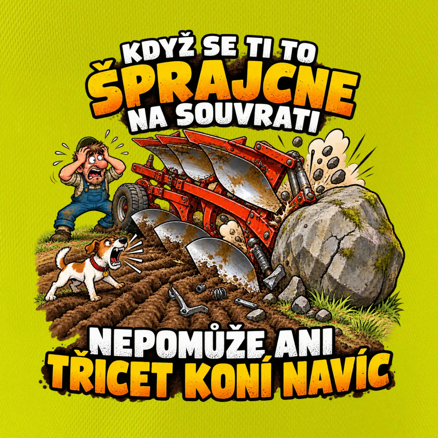 Pluh zaseknutý o balvan na souvrati
