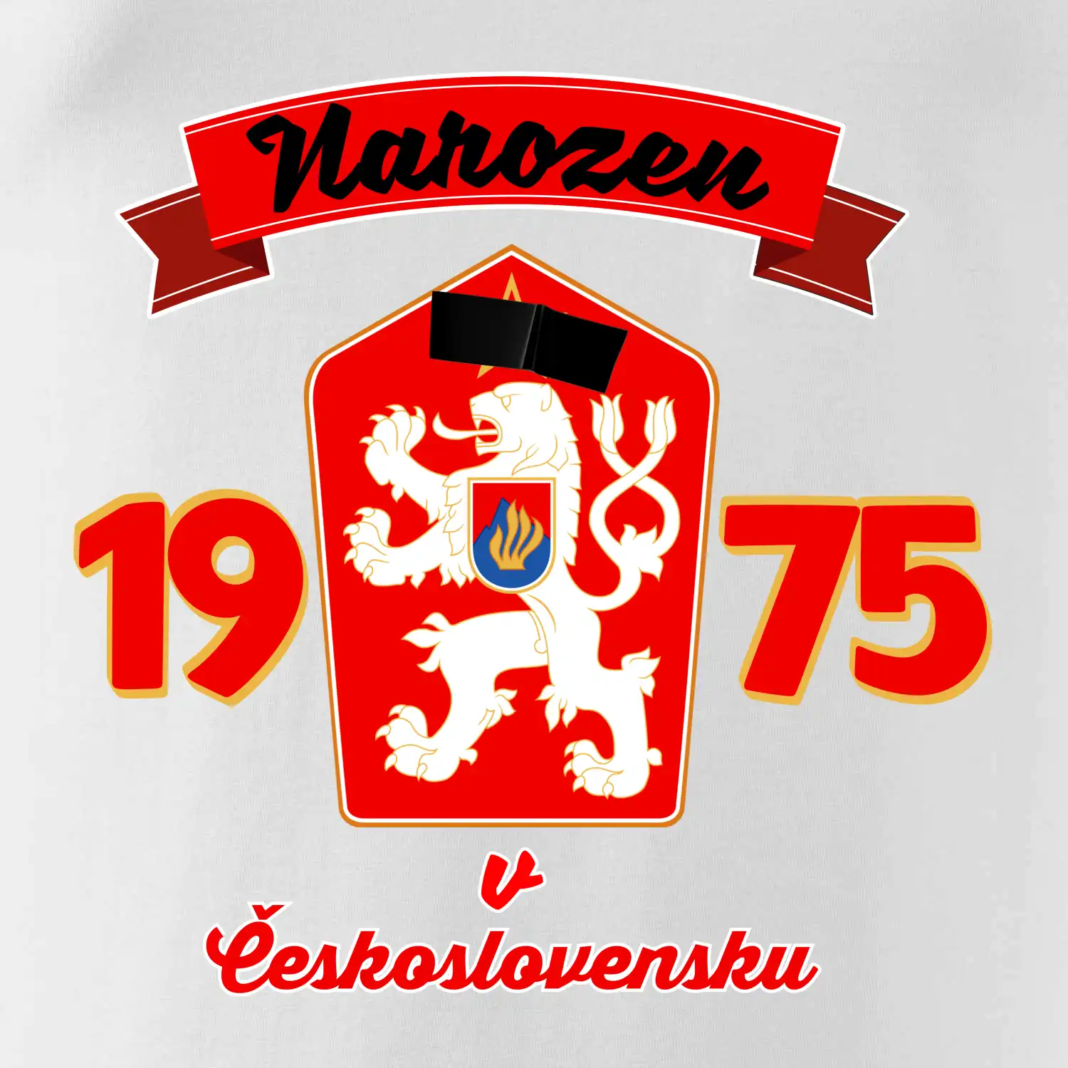 Narozen v Československu - Přelepený znak 1975