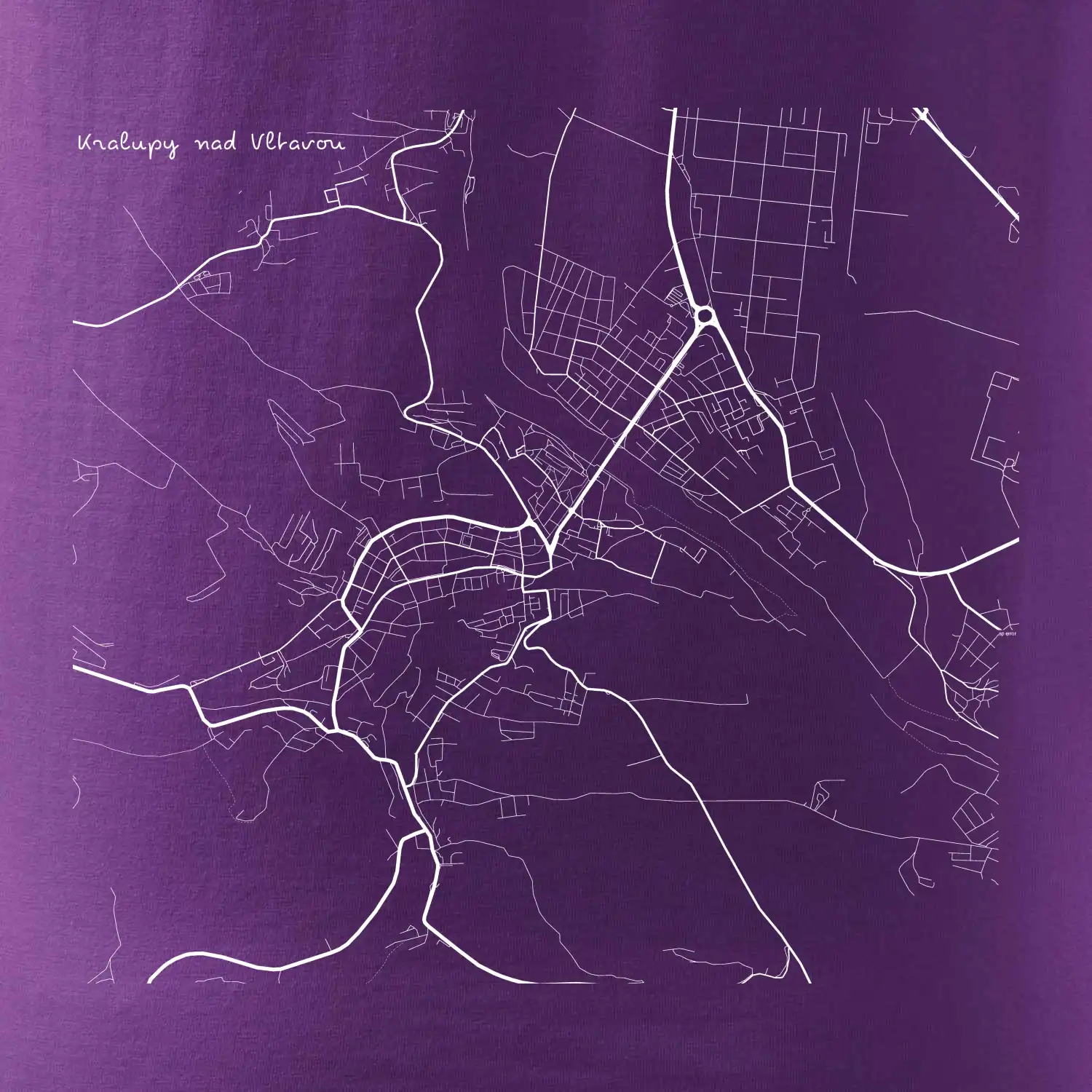 Černobílá mapa Kralupy nad Vltavou