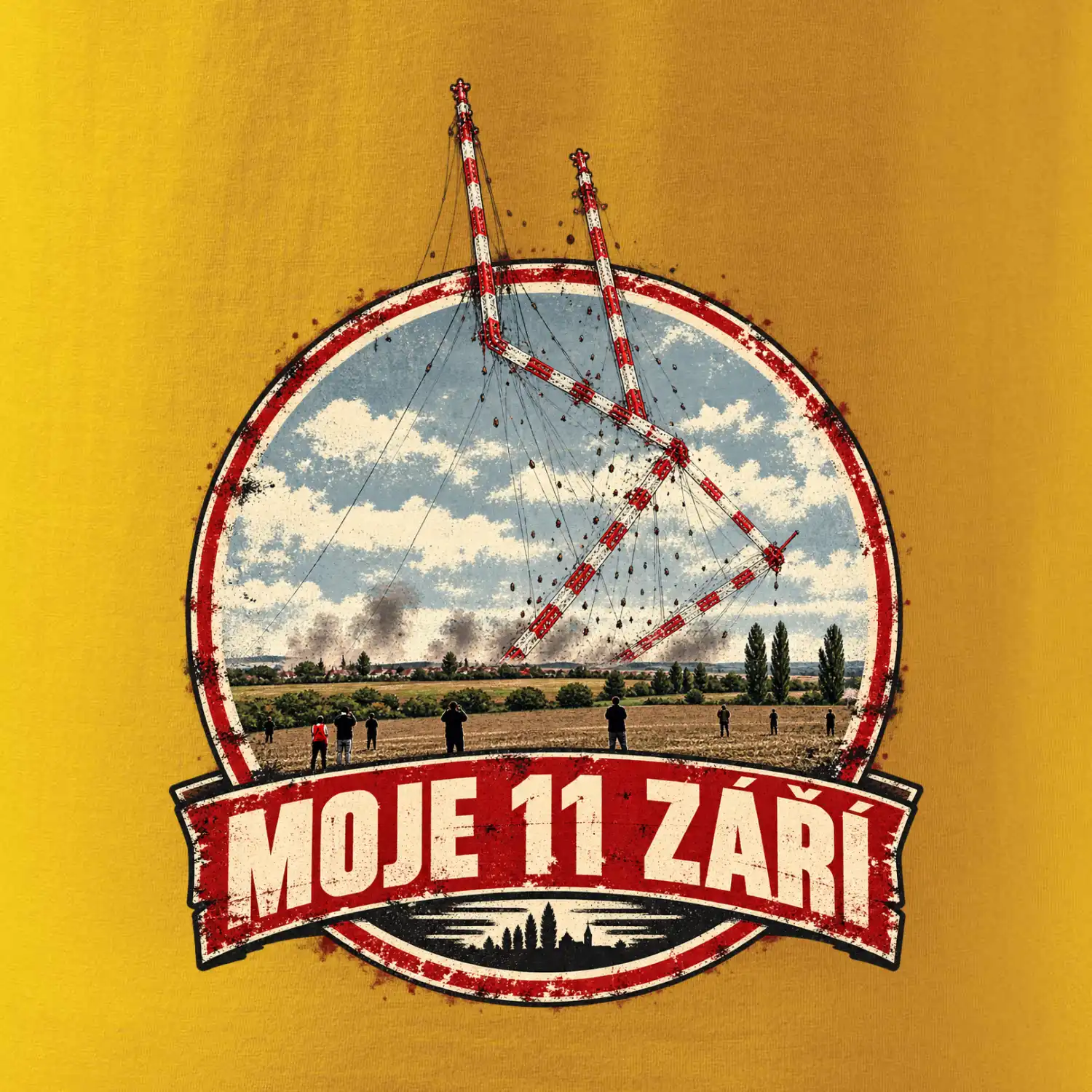 Liblice B bortící se věže moje 11 září retro odznak