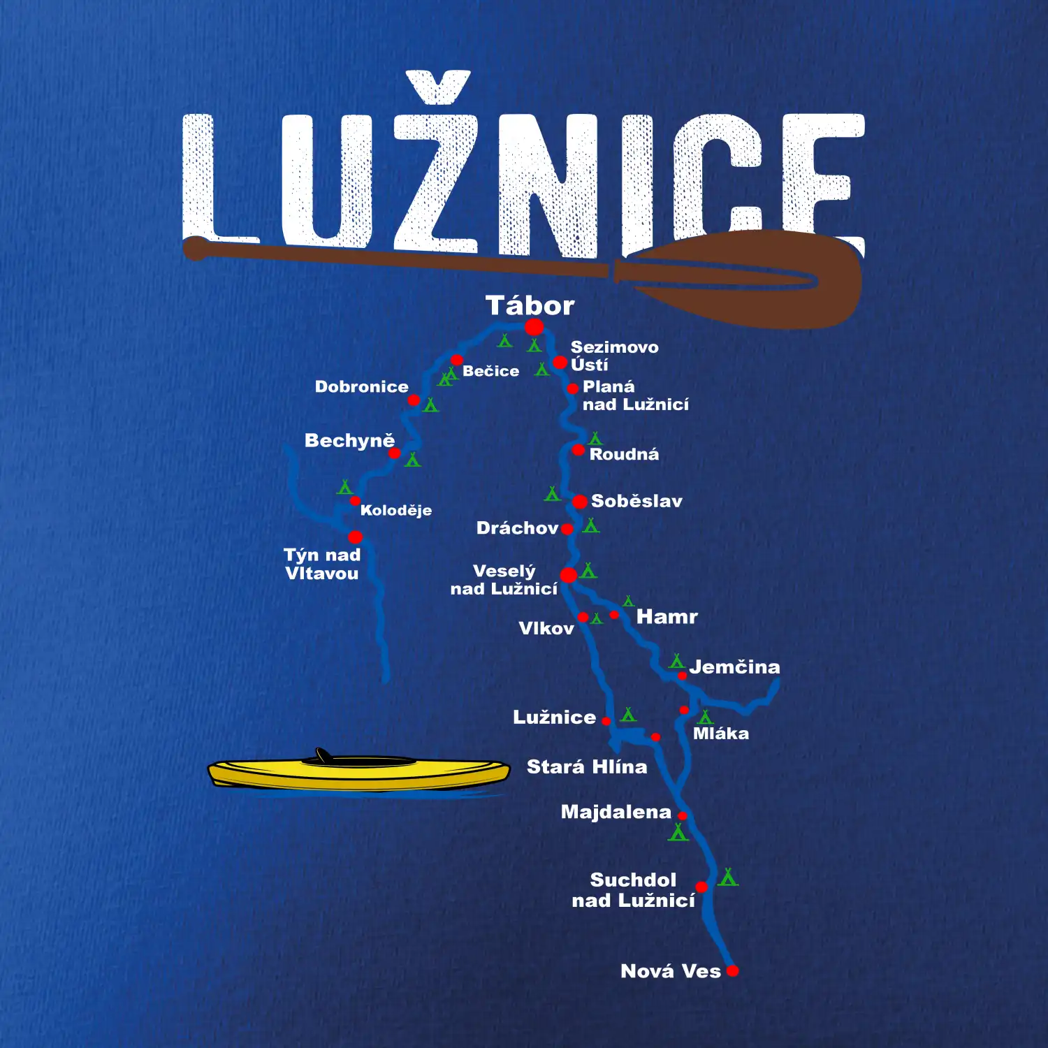 Mapa řeky Lužnice