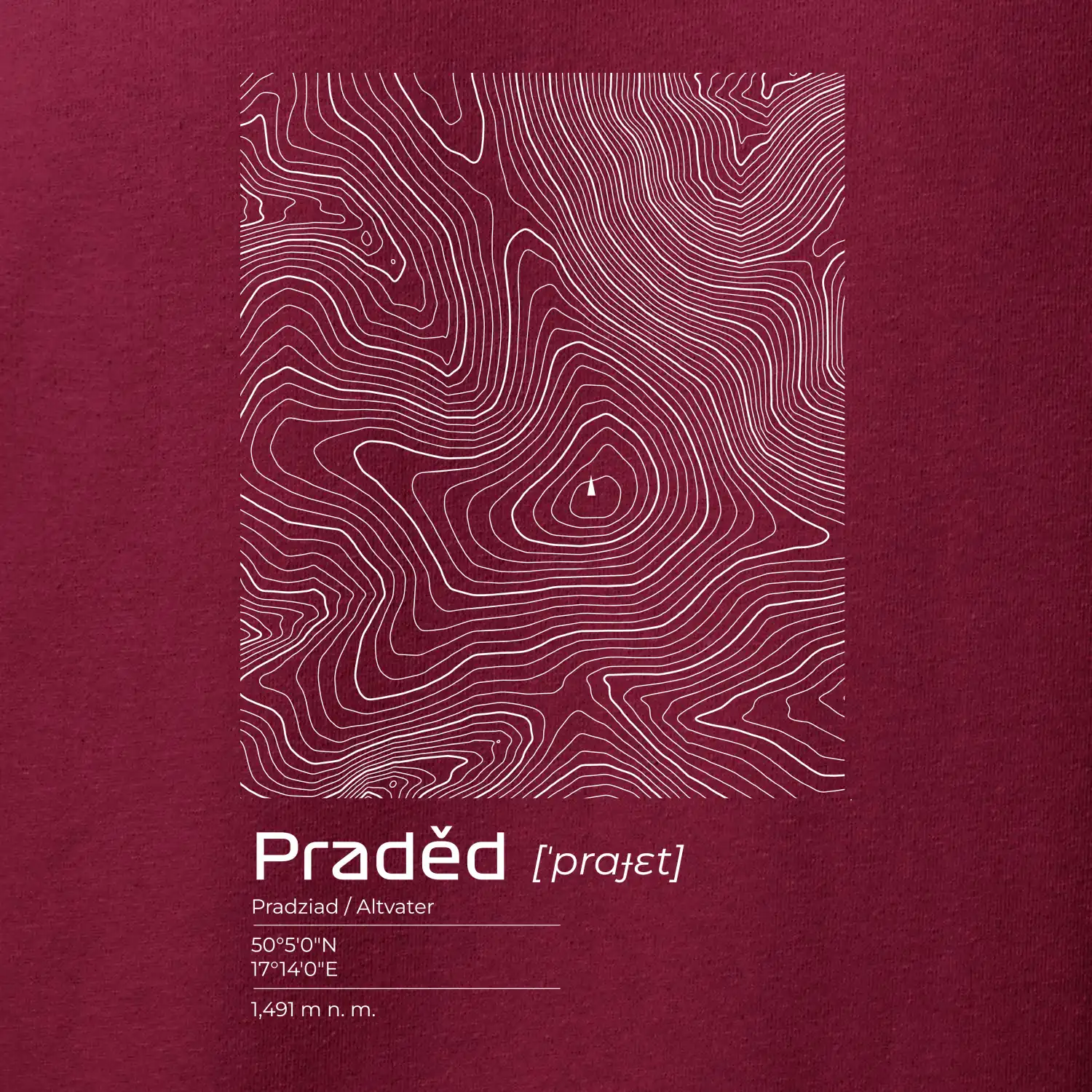 Praděd - vrstevnice v obdélníku