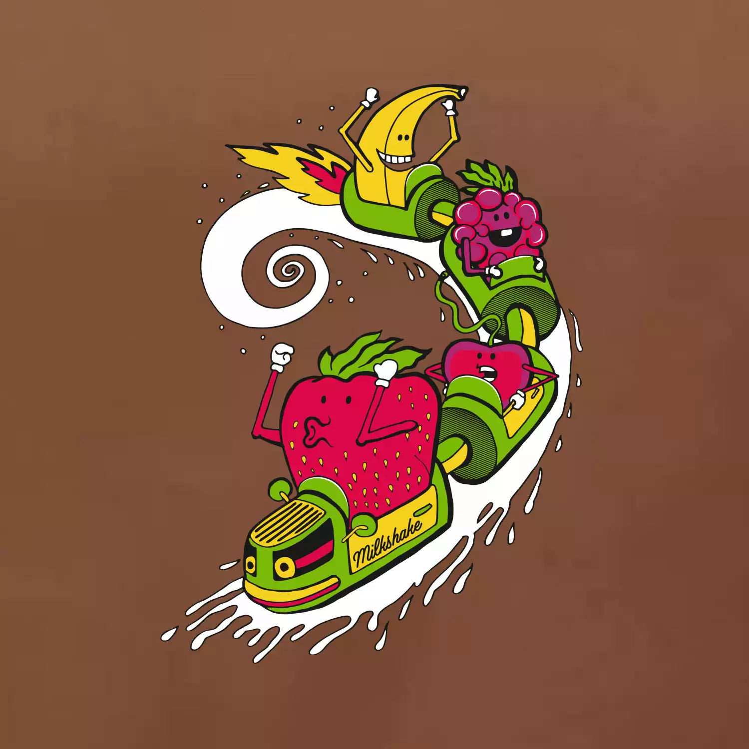 Milkshake vlak kreslený (Pecka design)