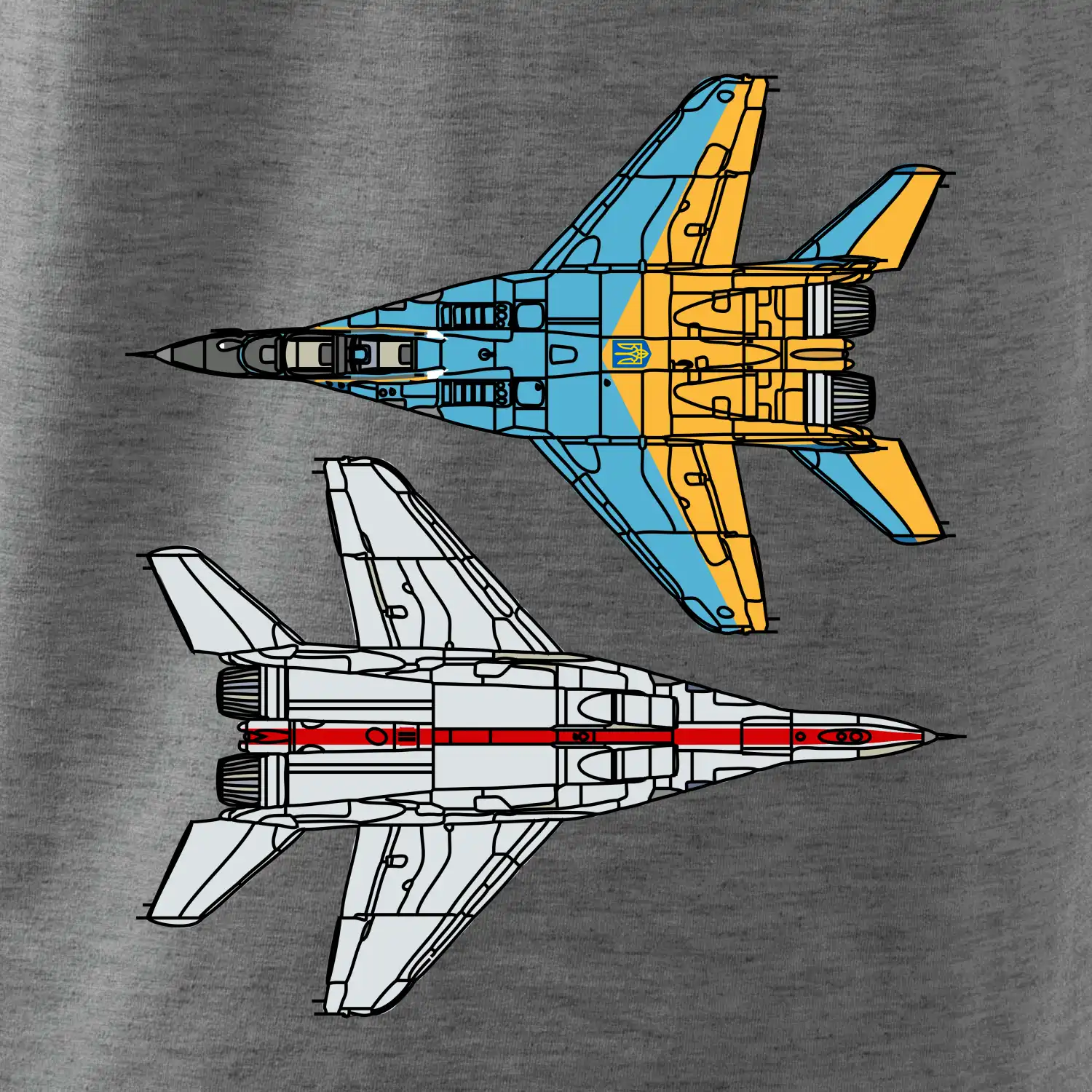 Mig 29 Fulcrum ze spoda a ze zhora
