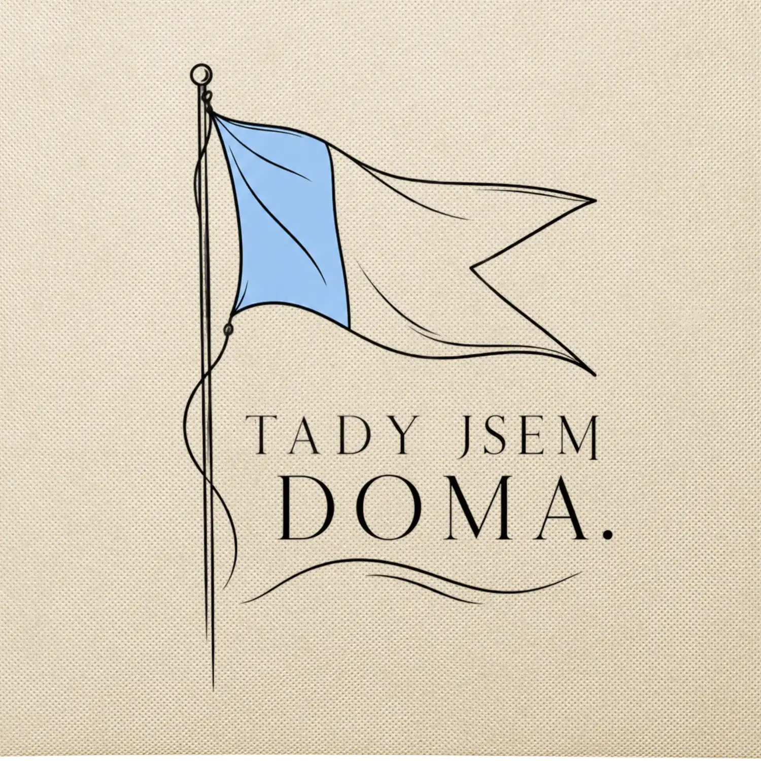 Tady jsem doma potápěčská vlajka Alfa s modrým polem