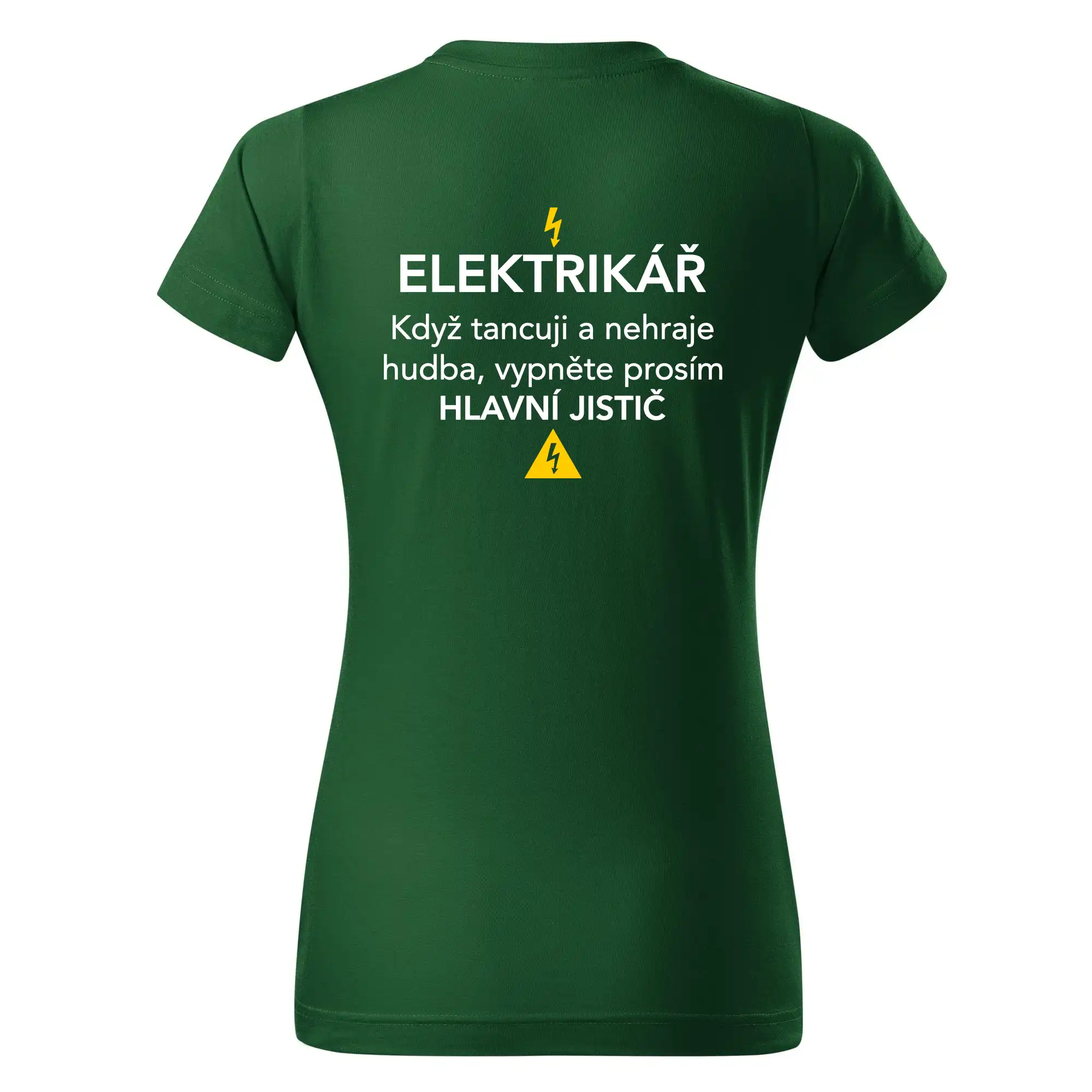 Elektrikář - hlavní jistič - Nápis na zádech