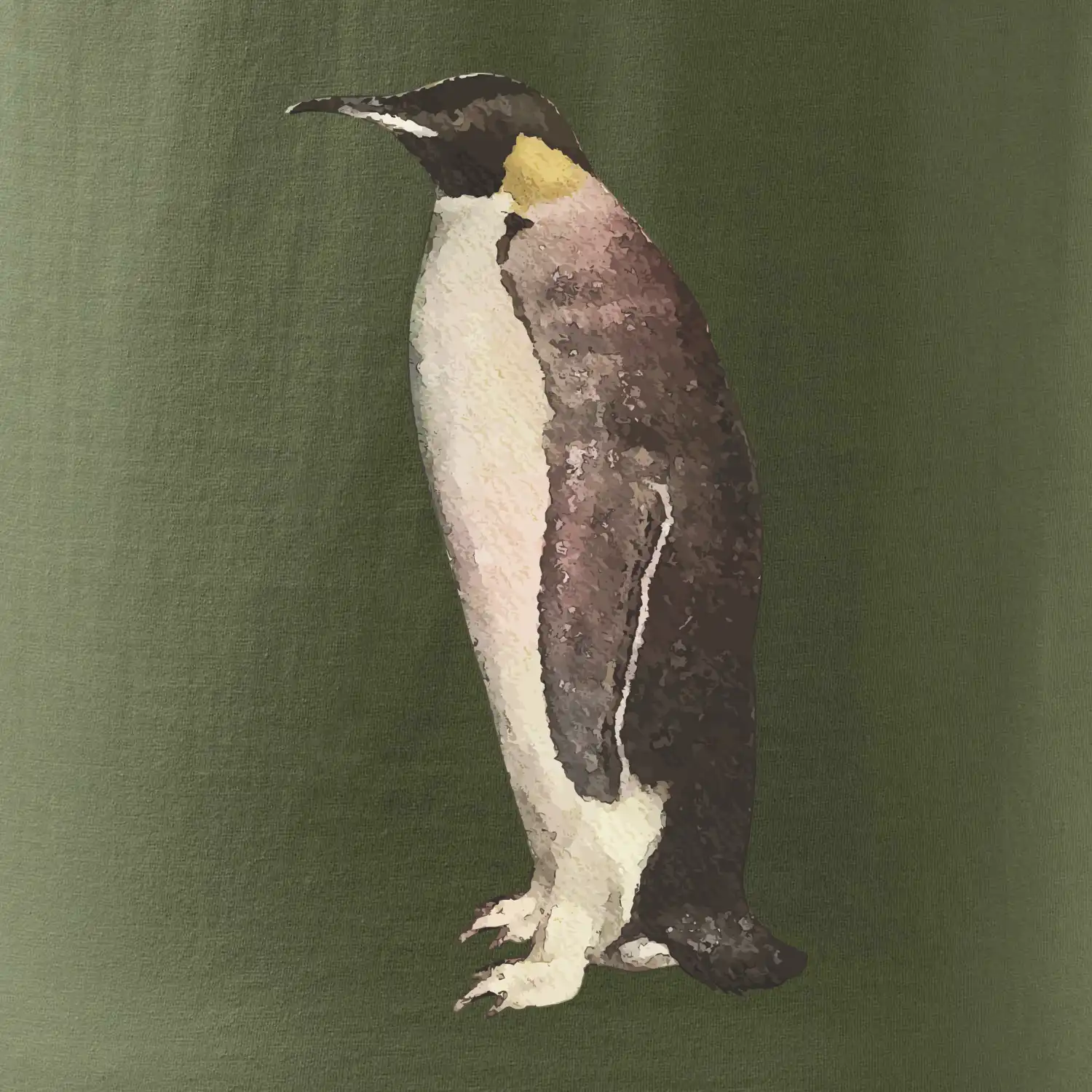 Tučňák kreslený vodovými barvami