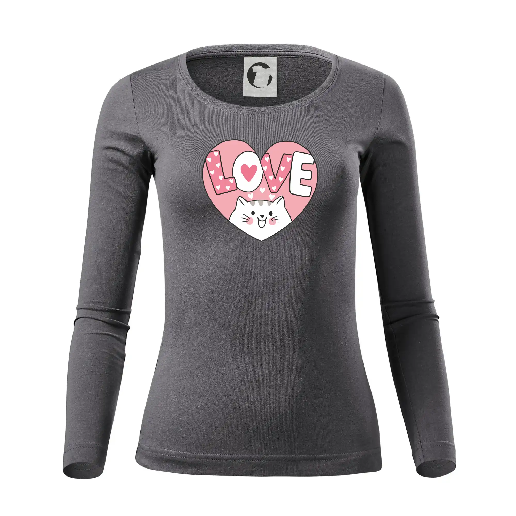 Kočka love - růžové srdce