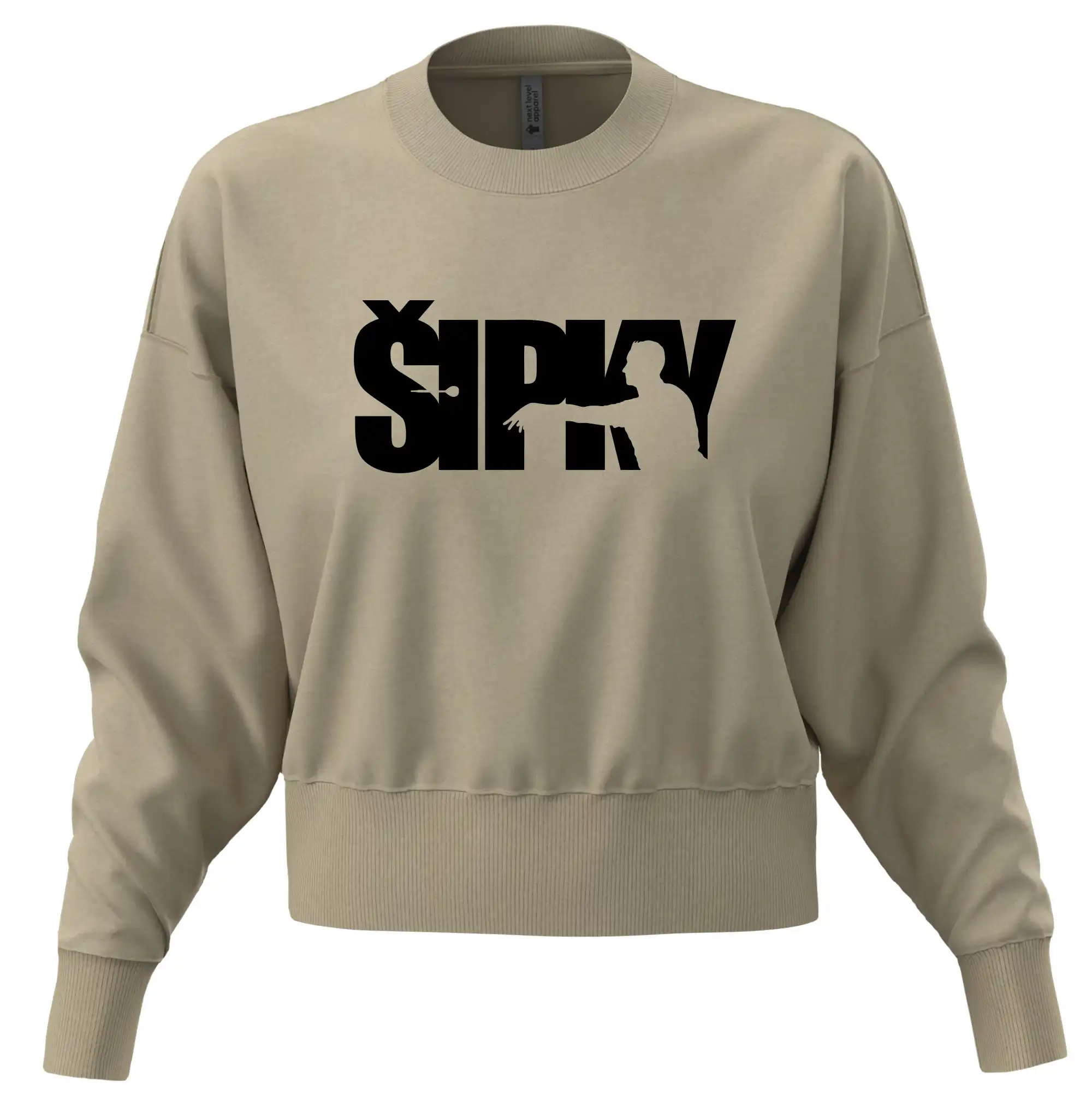 Šipky - nápis se šipkařem