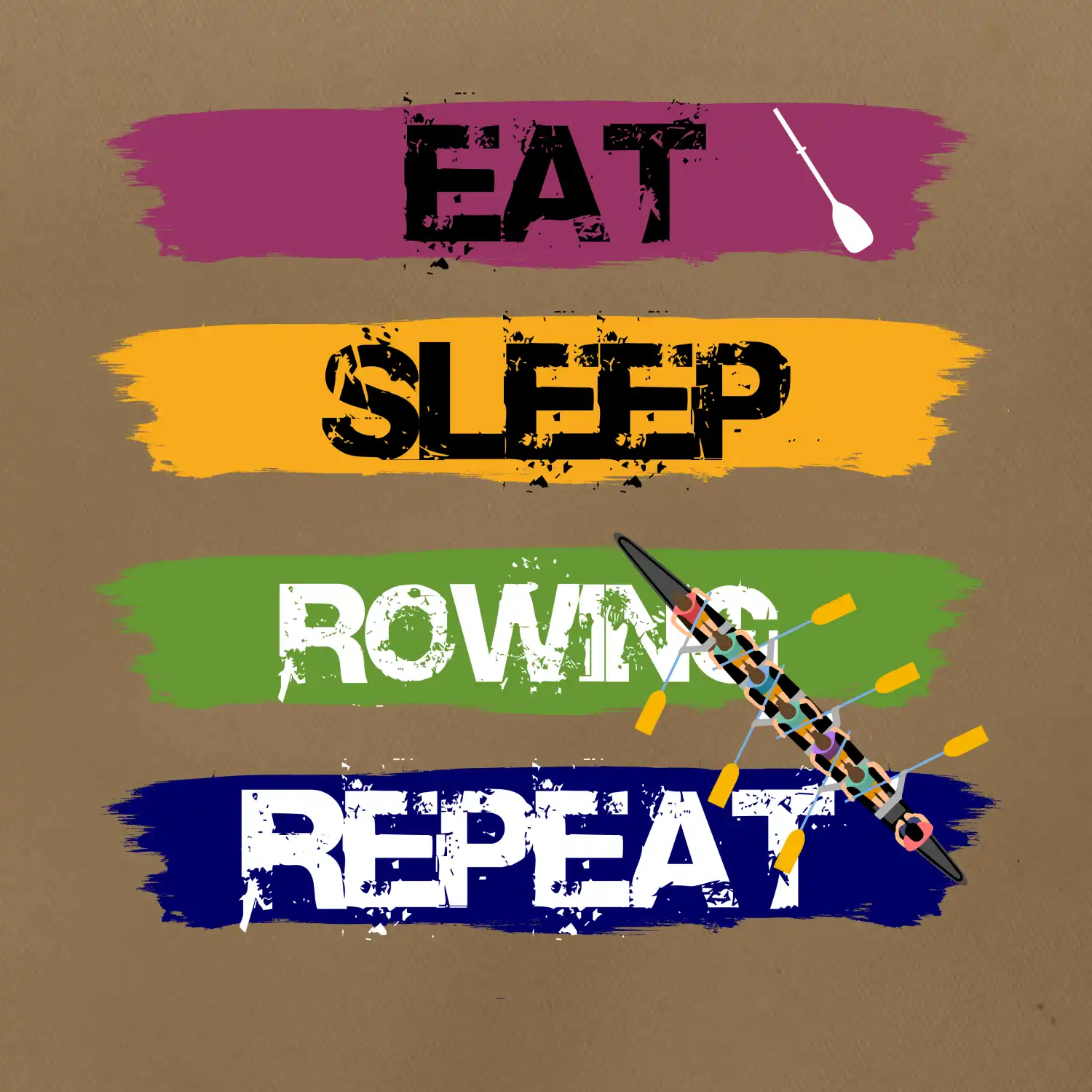 Eat sleep rowing repeat barevné