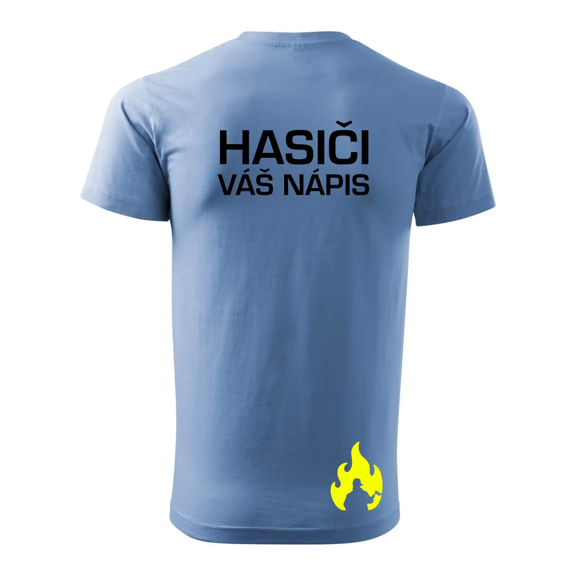 Hasič stojící - nápis hasiči - Velký nápis  na zádech
