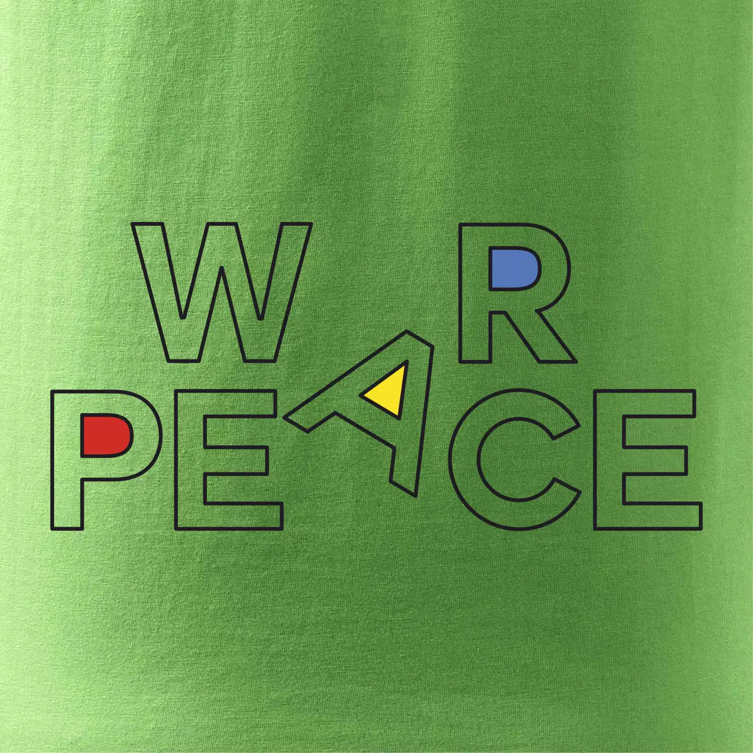 War, peace - barevný nápis