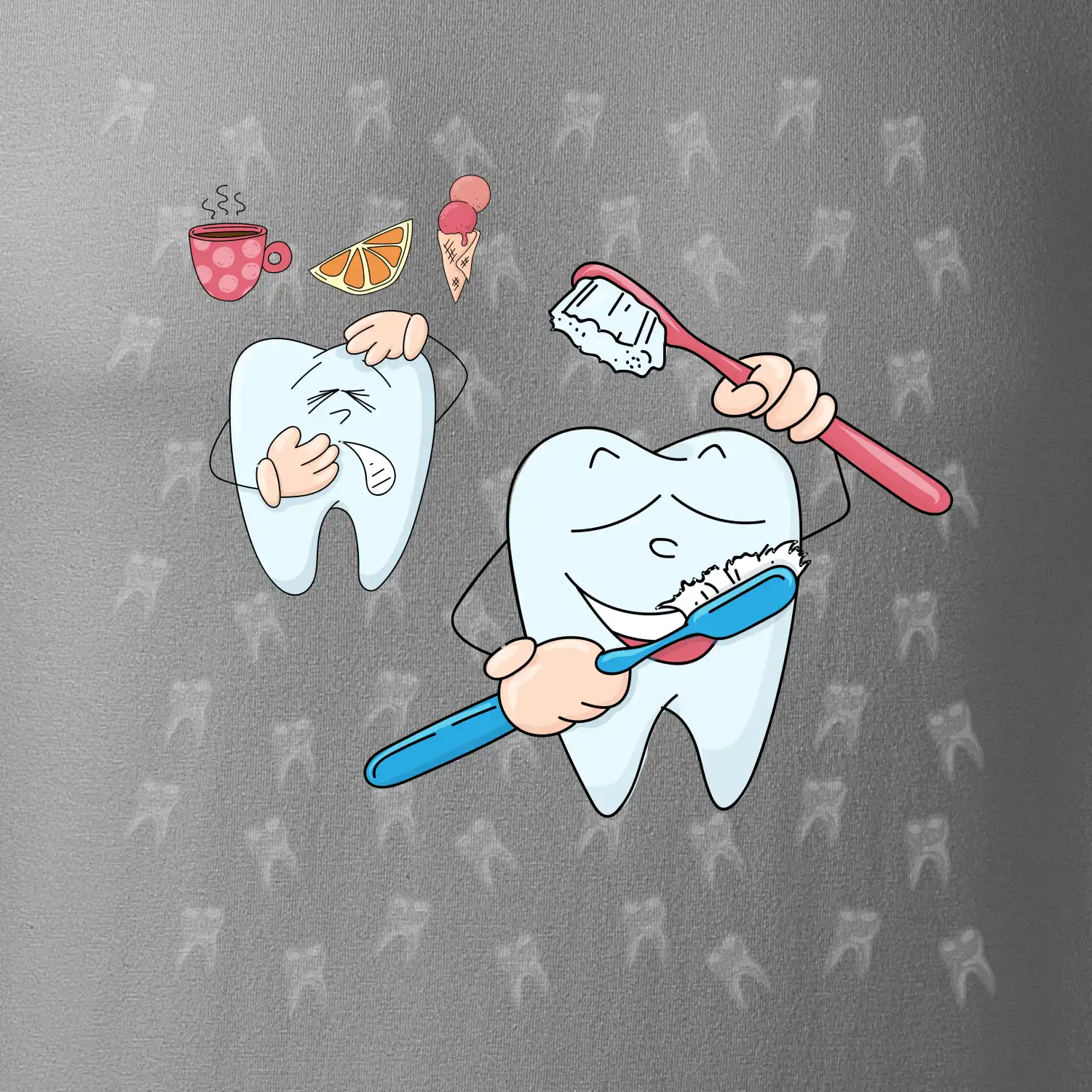 Zubařské tričko - kartáček a jídlo