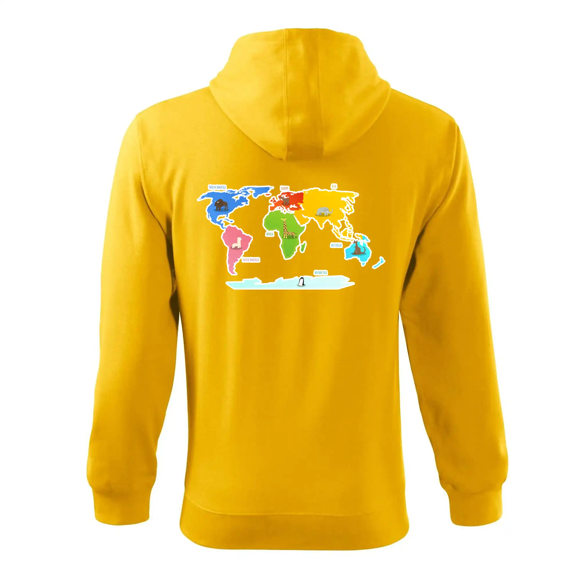 Světové kontinenty s názvy a zvířátky
