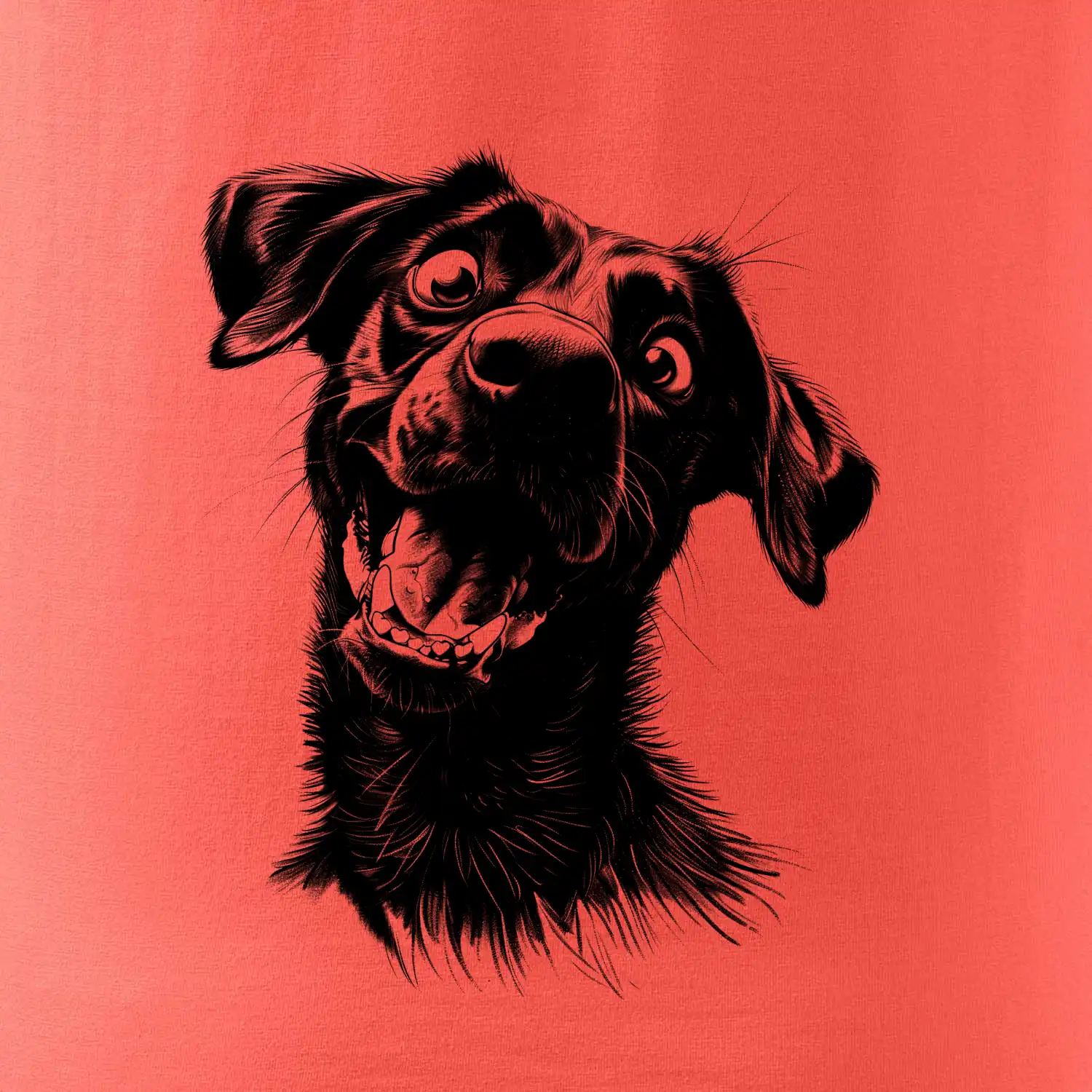 Černobílá karikatura Labrador tmavý