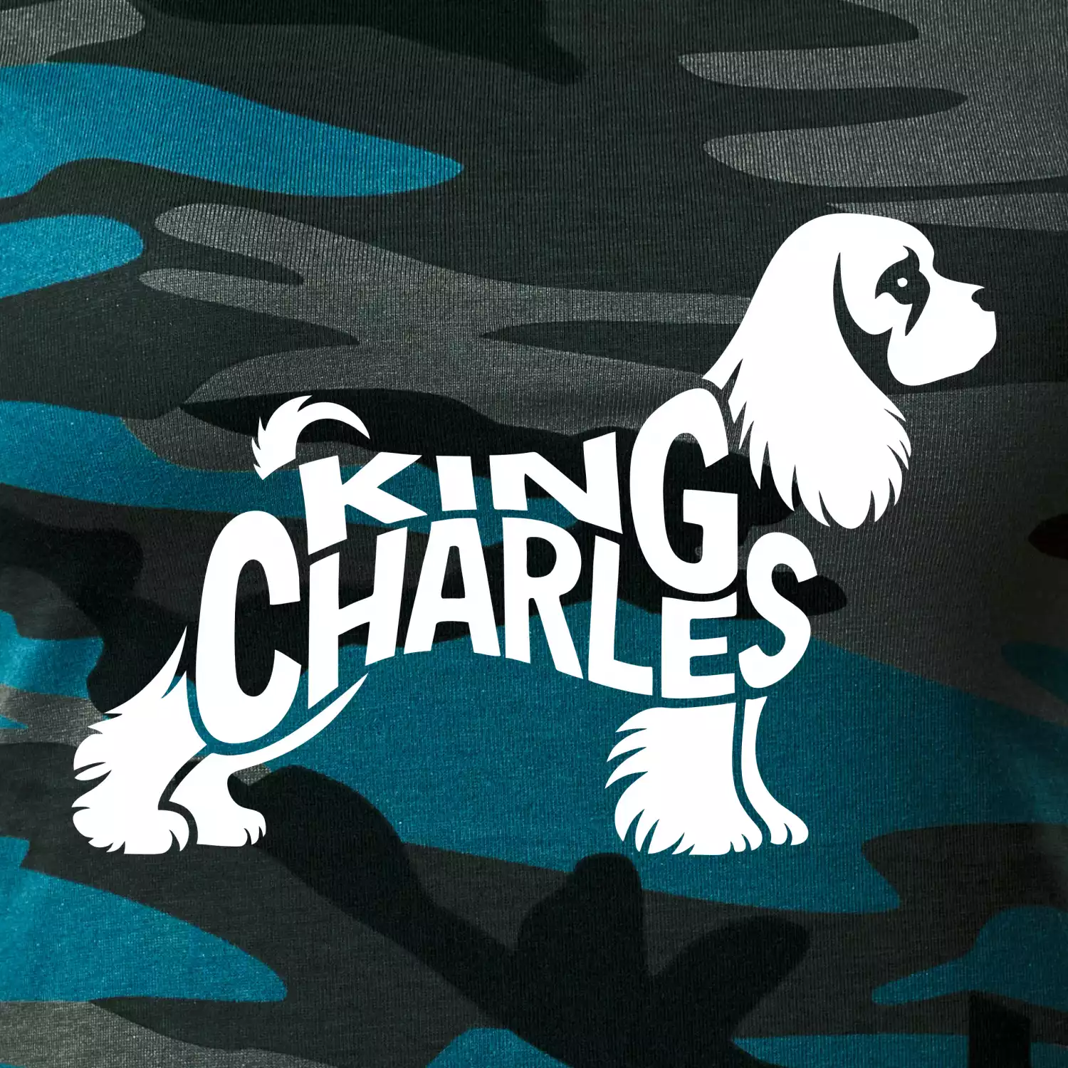 Kavalír king Charles španěl nápis v těle