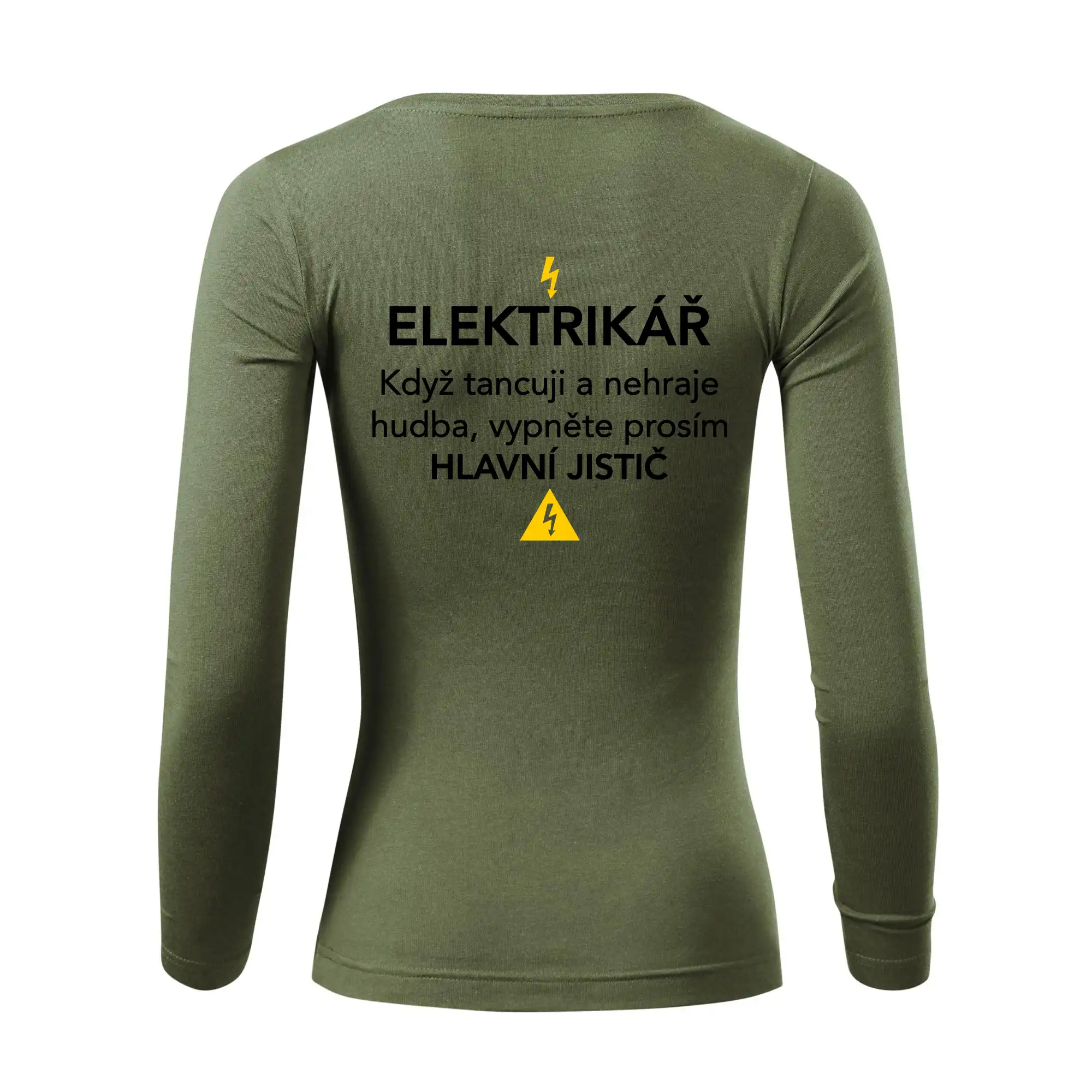 Elektrikář - hlavní jistič - Nápis na zádech