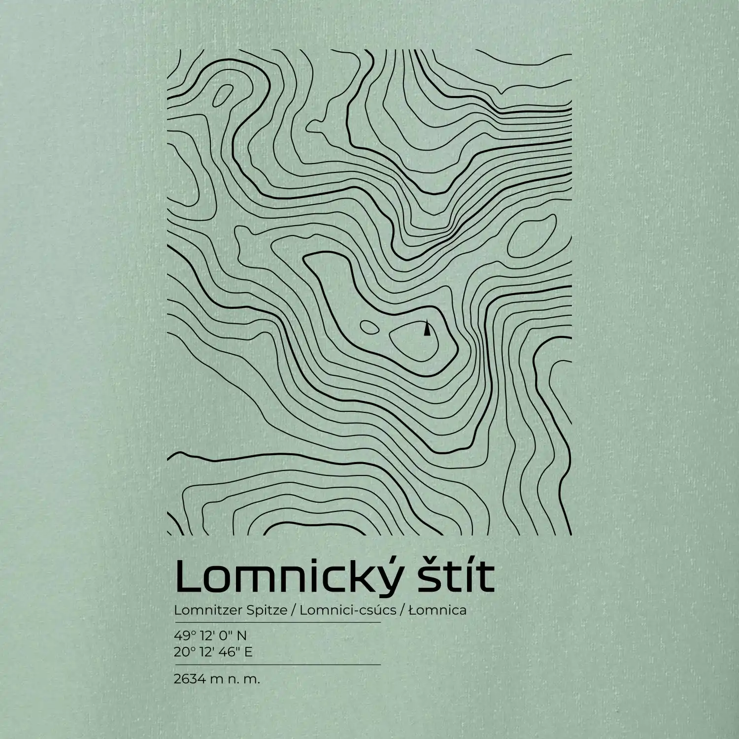 Lomnický štít - vrstevnice v obdélníku
