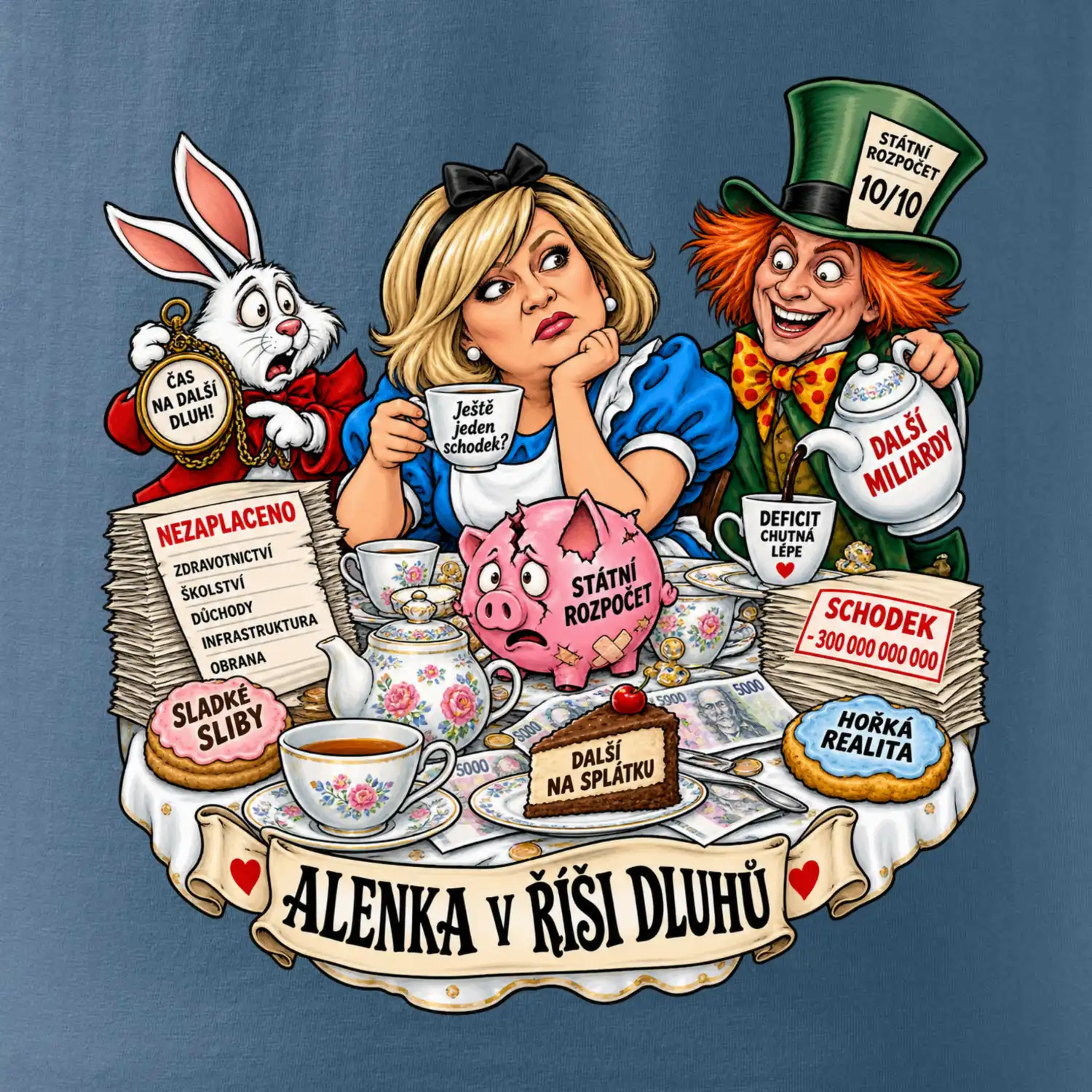 Alenka v říši dluhů čajový dýchánek státního rozpočtu