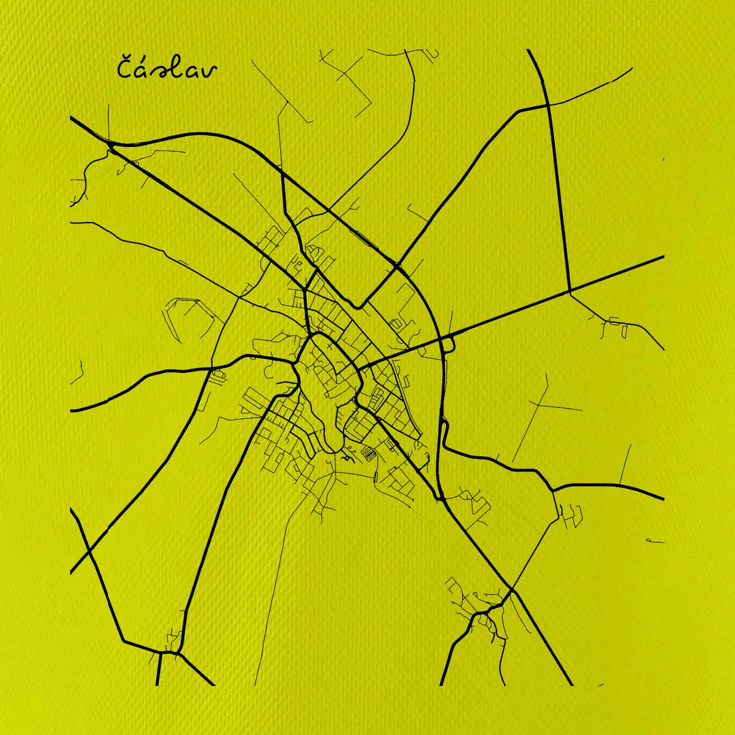 Černobílá mapa Čáslav