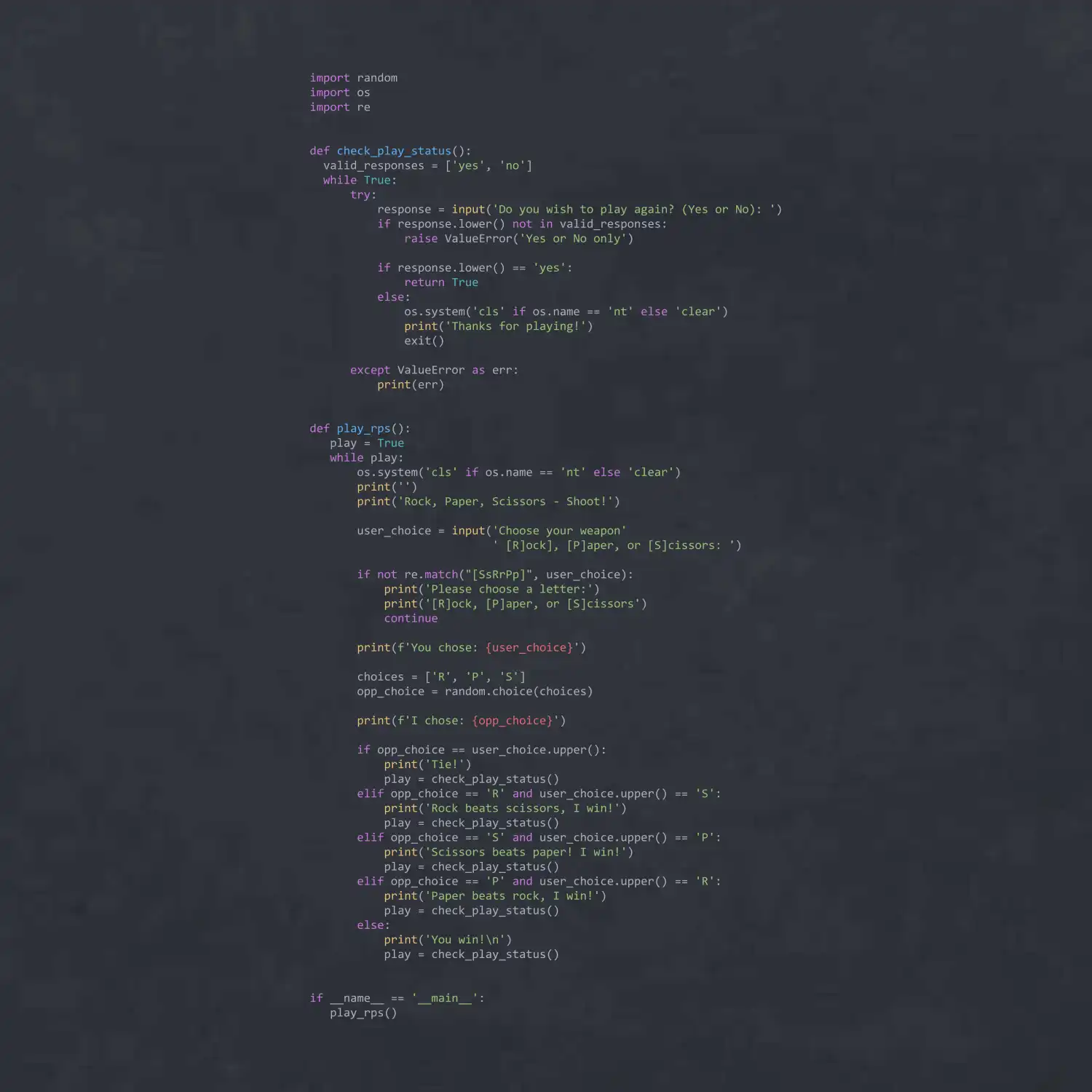 Python Rock Paper Scissors