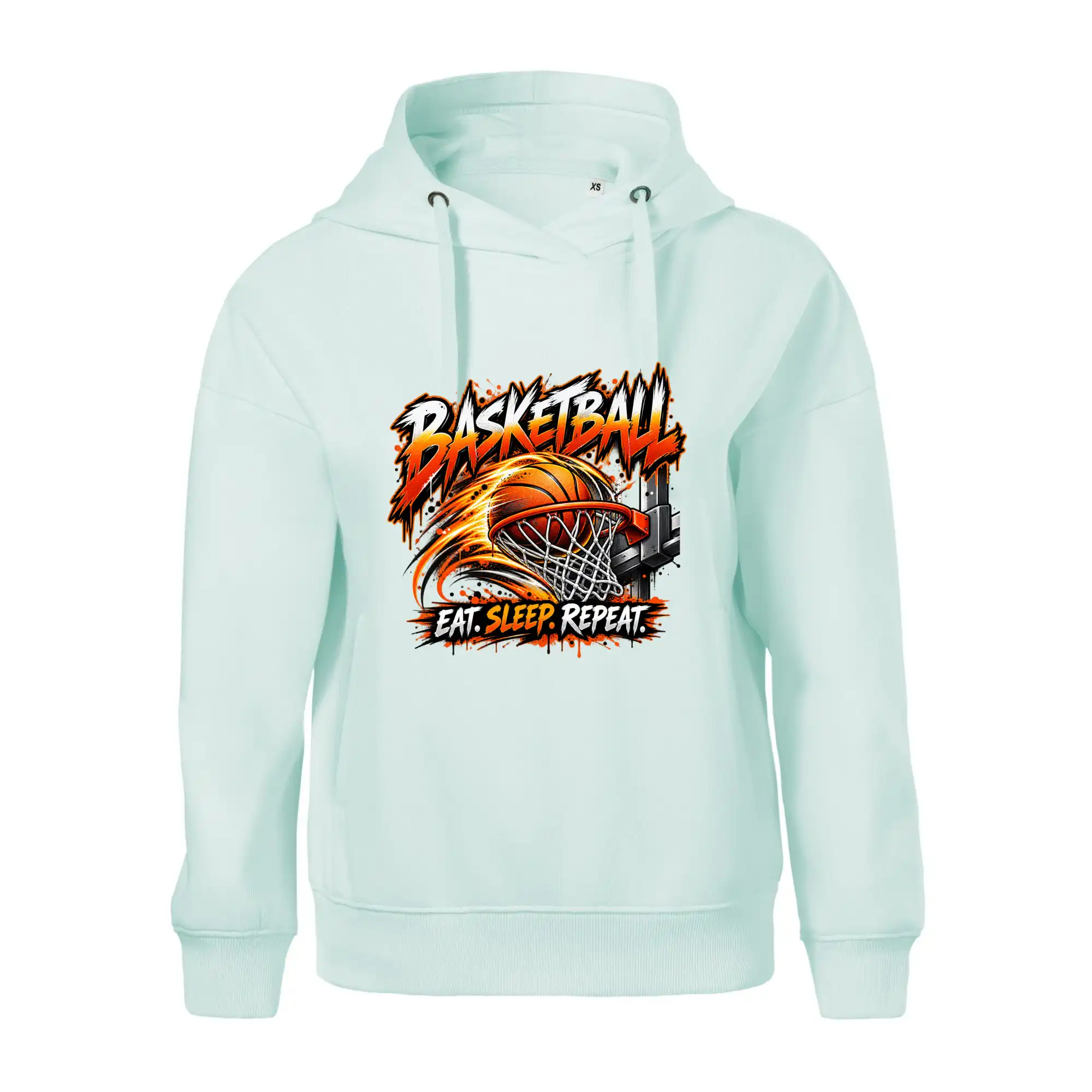Basketbalový koš s míčem eat sleep repeat