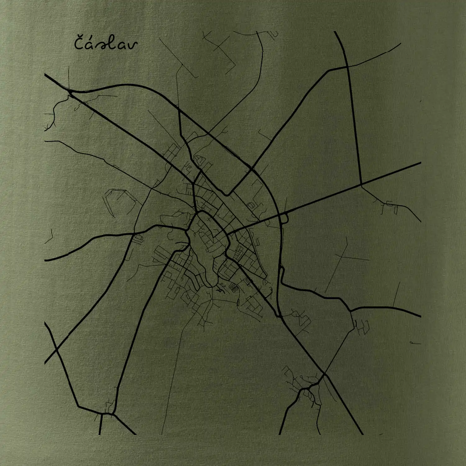 Černobílá mapa Čáslav