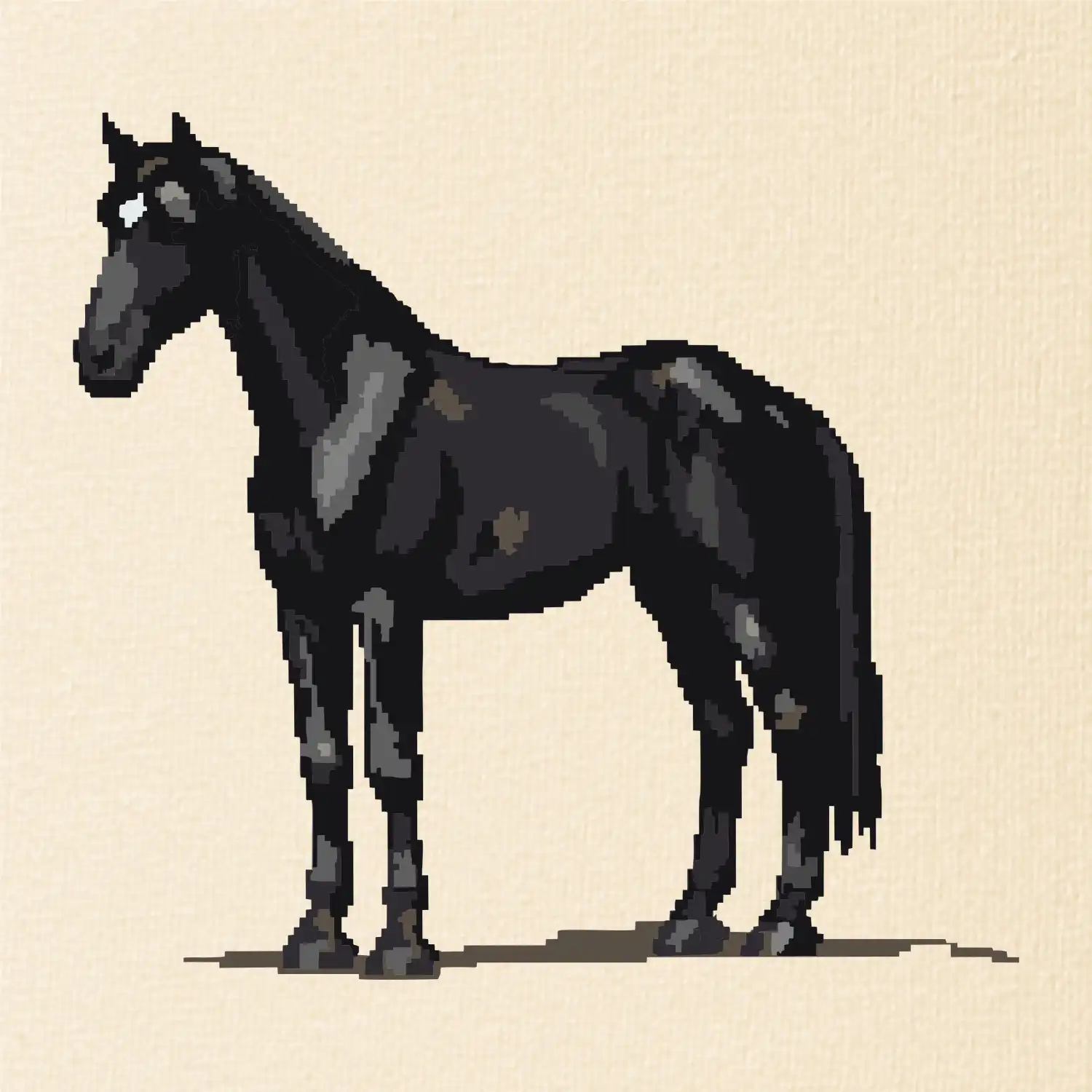 Černý kůň pixel