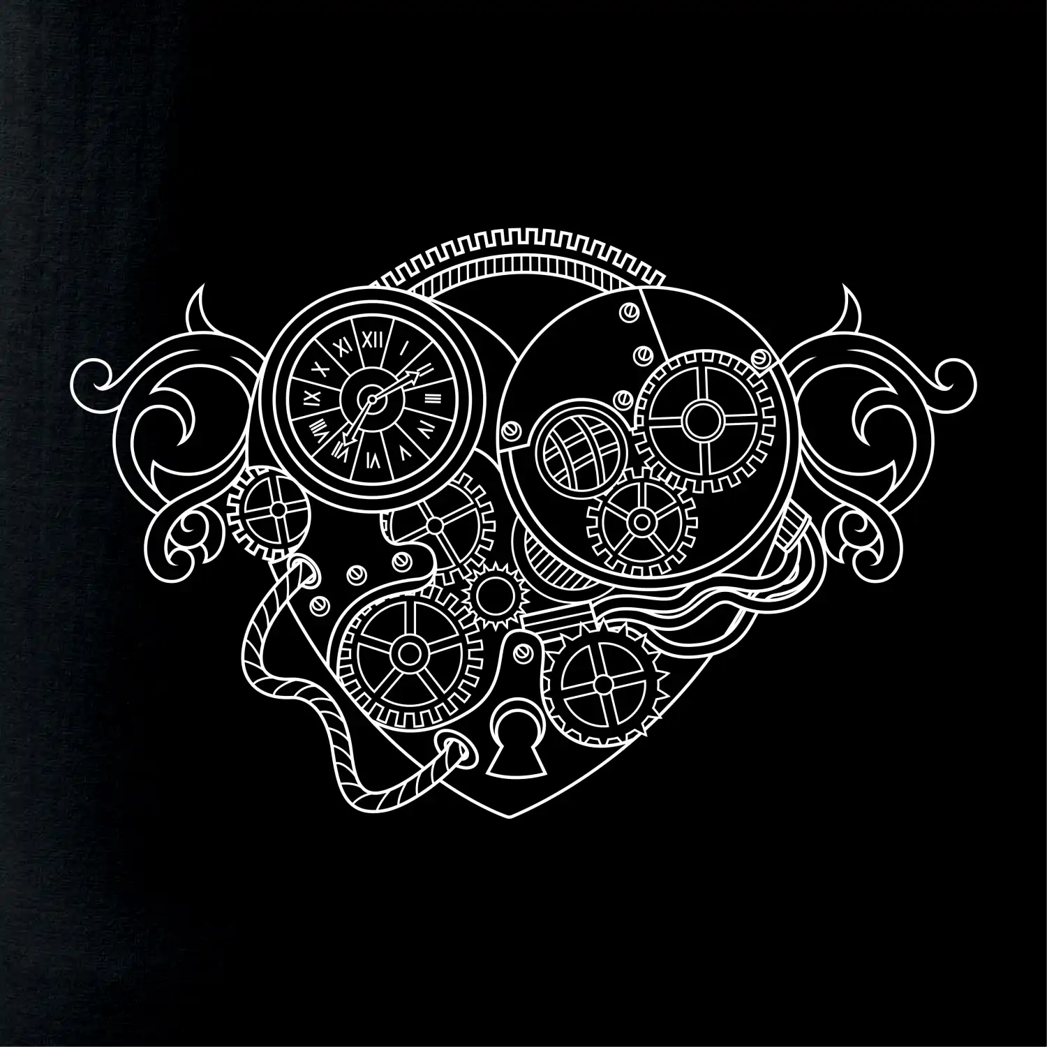 Steampunk srdce kreslené