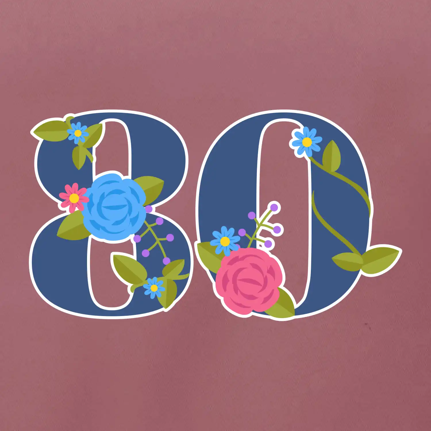 Květinové číslo kreslené - 80