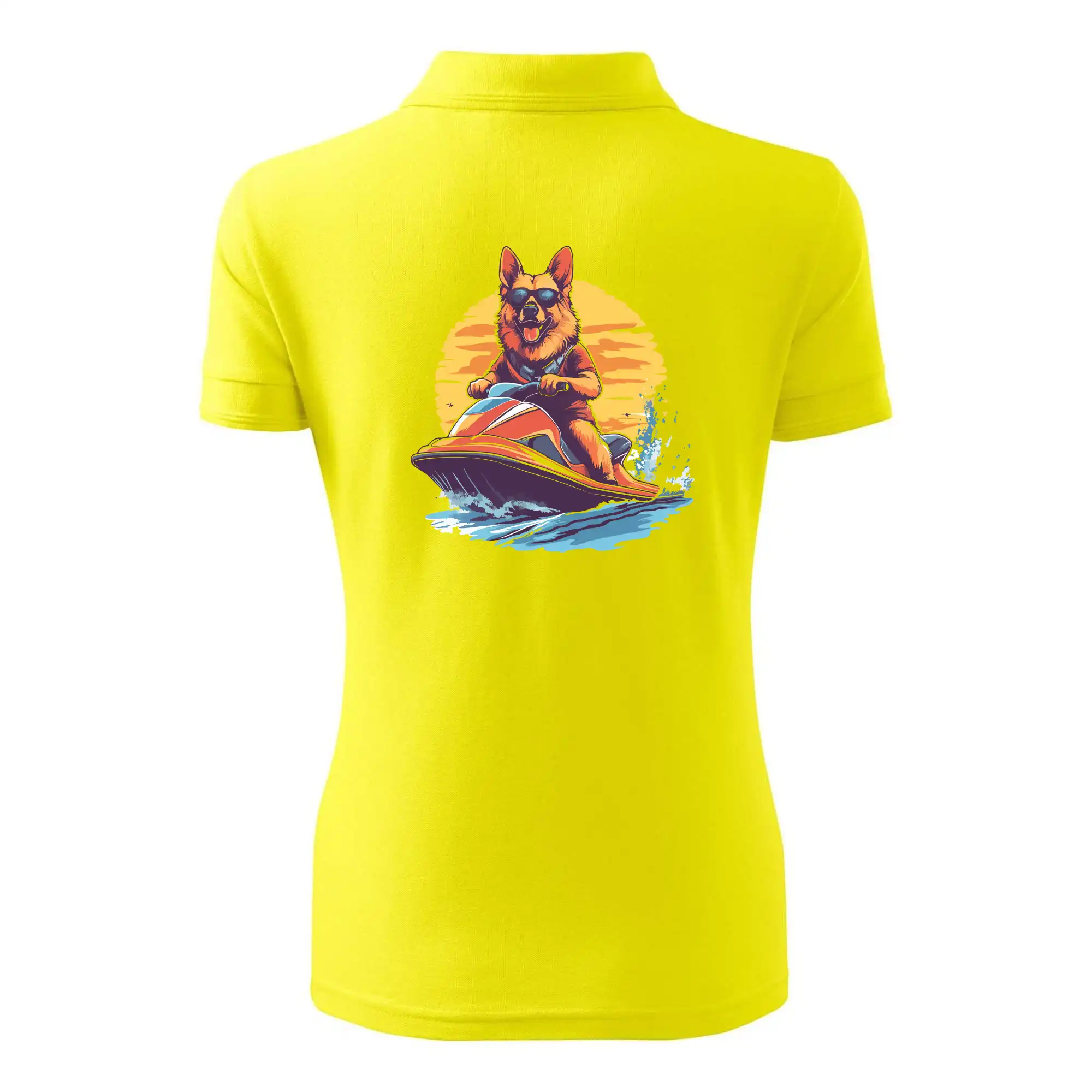 Německý ovčák na vodním skútru