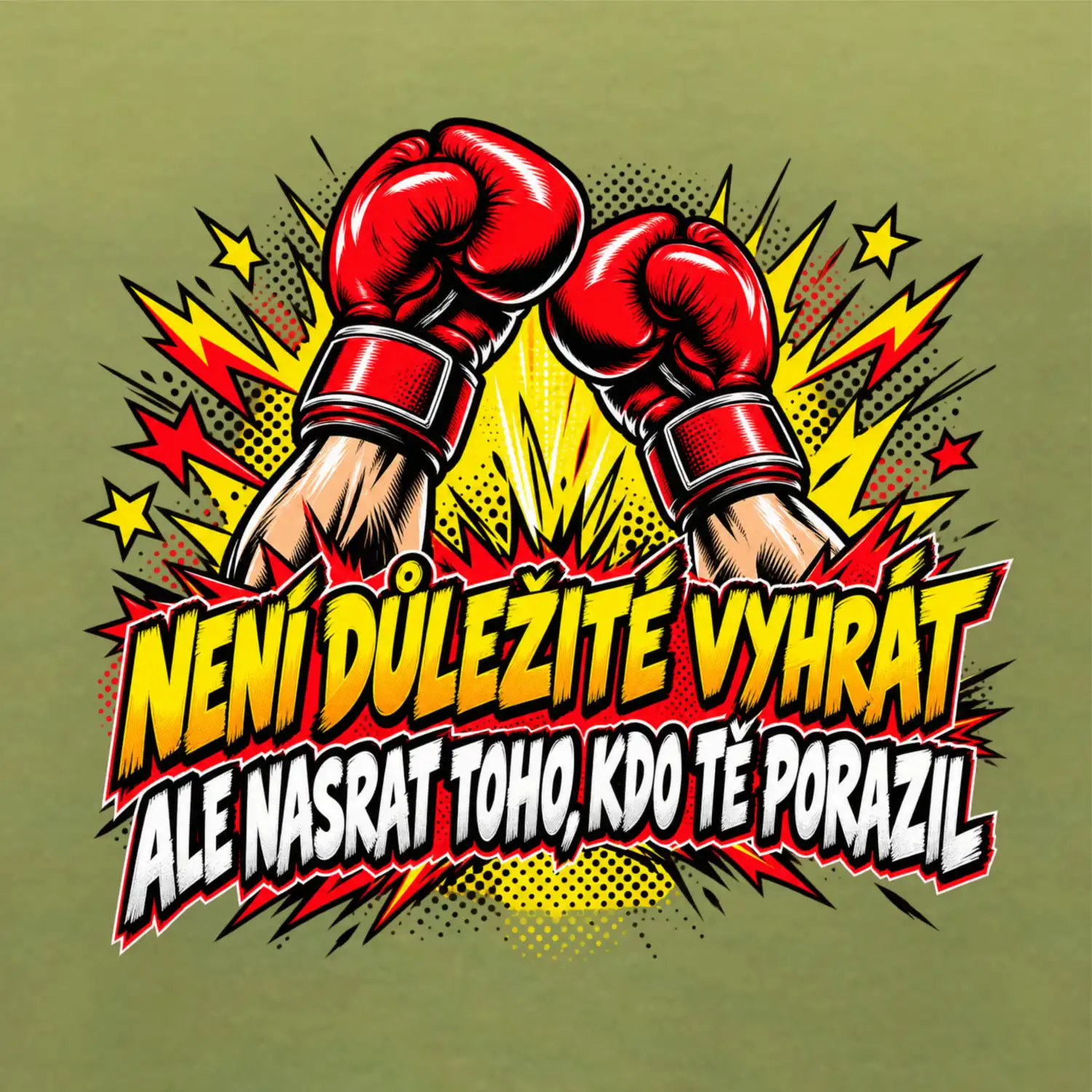 Není důležité vyhrát - komiksové červené boxerské rukavice