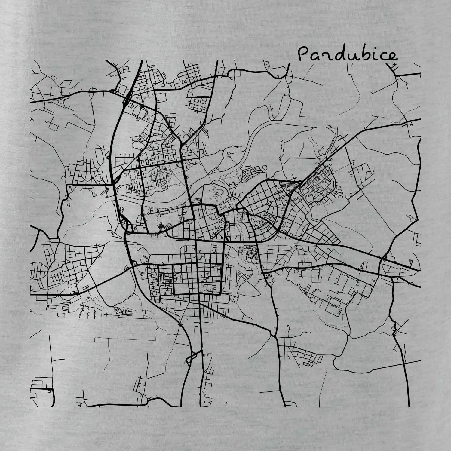 Mapy měst černobílé Pardubice
