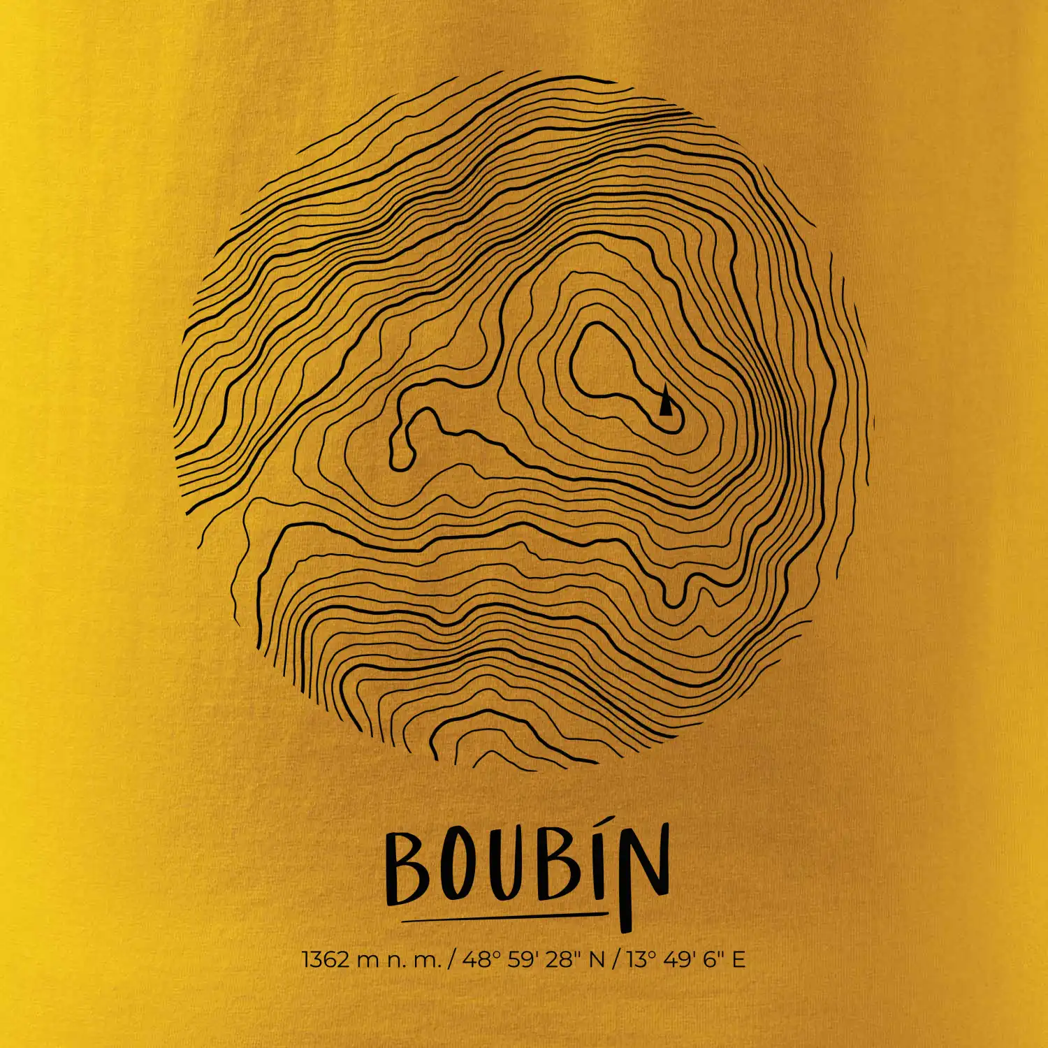 Boubín - vrstevnice v kruhu